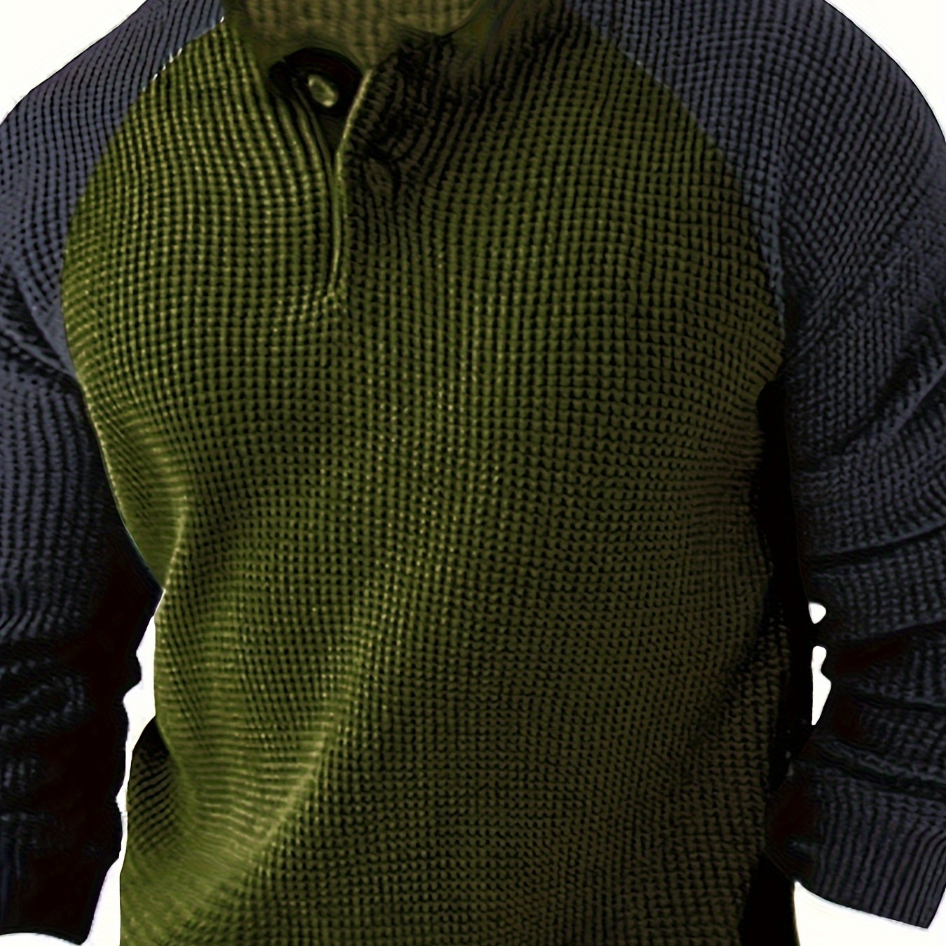 

Color Block Men's Comfy Long Raglan Sleeve Round Neck Henley Shirt, Spring Fall Sports Top