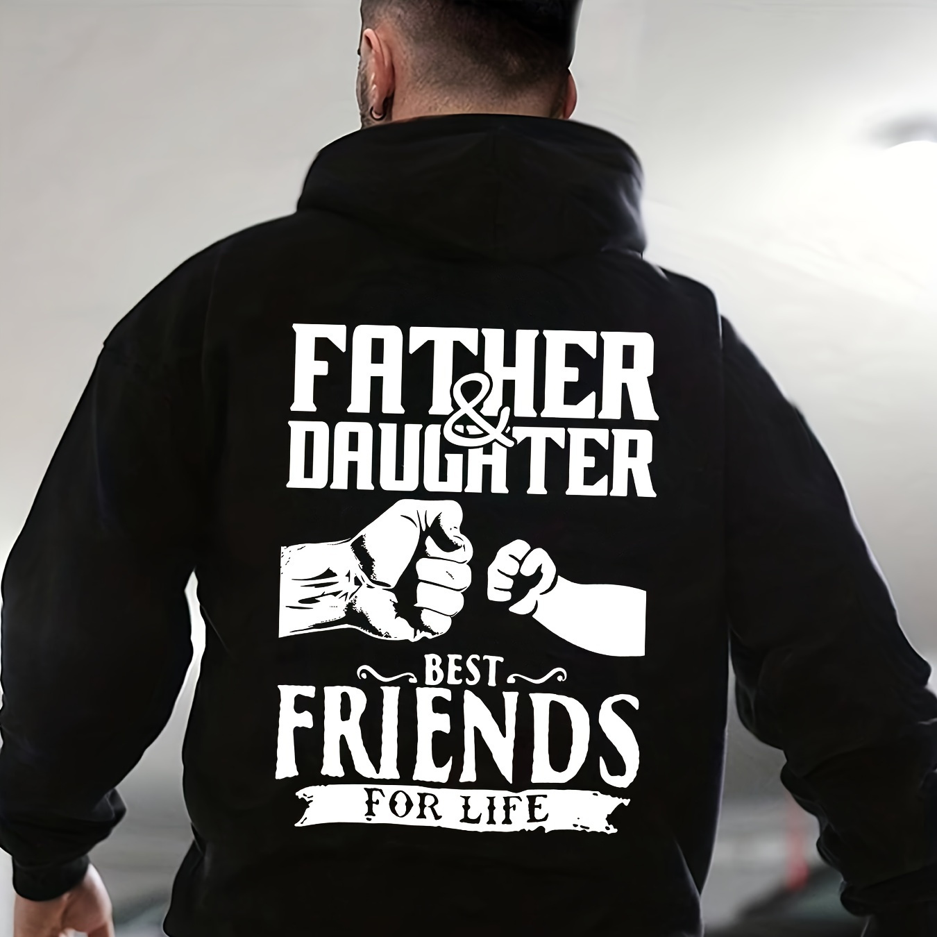 

Fists And Father Print Kangaroo Pocket Hoodie, Casual Long Sleeve Hoodies Pullover Sweatshirt, Men's Clothing, For Fall Winter