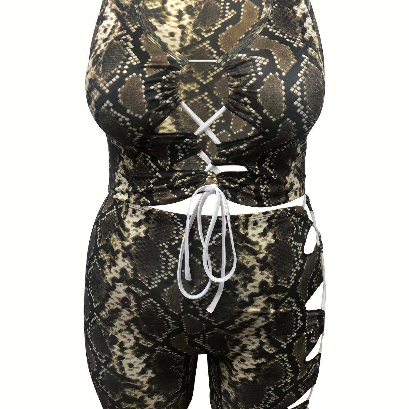 Come Hither Plus Size Snakeskin Print Bodysuit – Haute2Wear