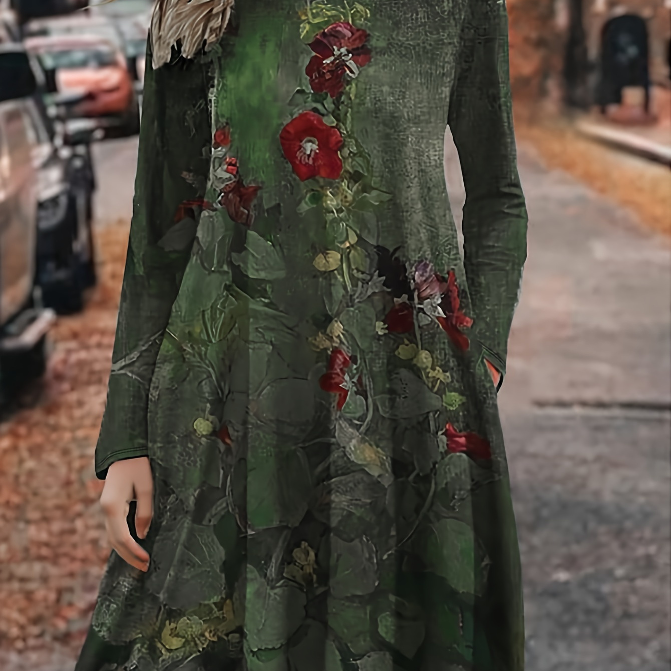 

Automne et Hiver + Robe Élégante Polyvalente à Imprimé Floral pour Femme
