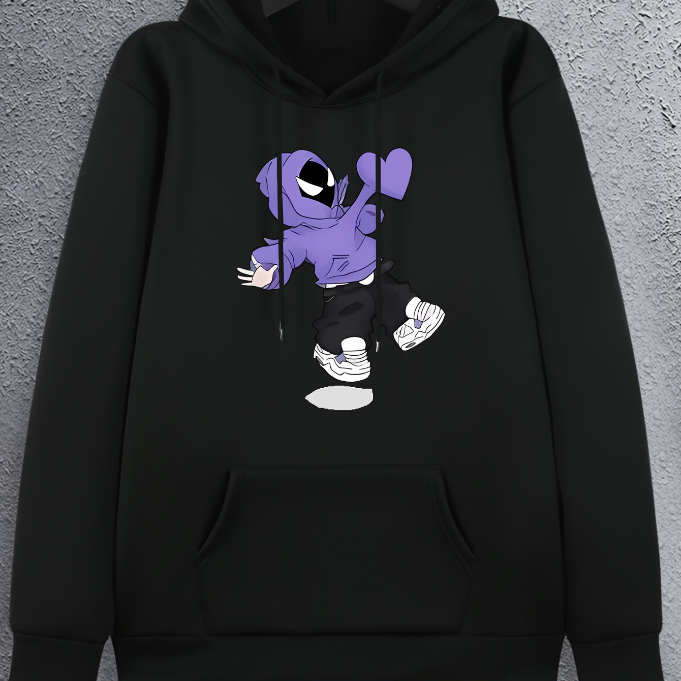 

Purple Man Walking Print Hoodie, Cool Hoodies For Men, Casual Pullover Hooded Sweatshirt With Kangaroo Pocket For Winter And Fall