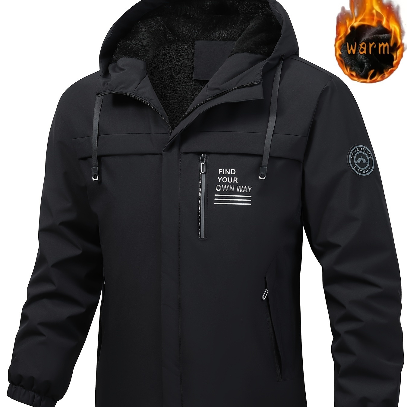 

Men' Casual Outdoor Autumn And Winter Warm Hooded Fleece Jacket