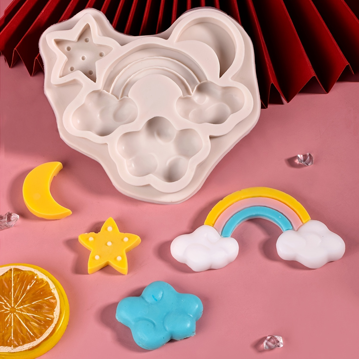 Diy Business Card Holder Silicone Mold Drip Mold Semi Circular Flower Cloud  Rainbow Hexagonal Love Card Holder Photo Holder Photocard Holder Silicone  Mold For Table Decoration - Temu