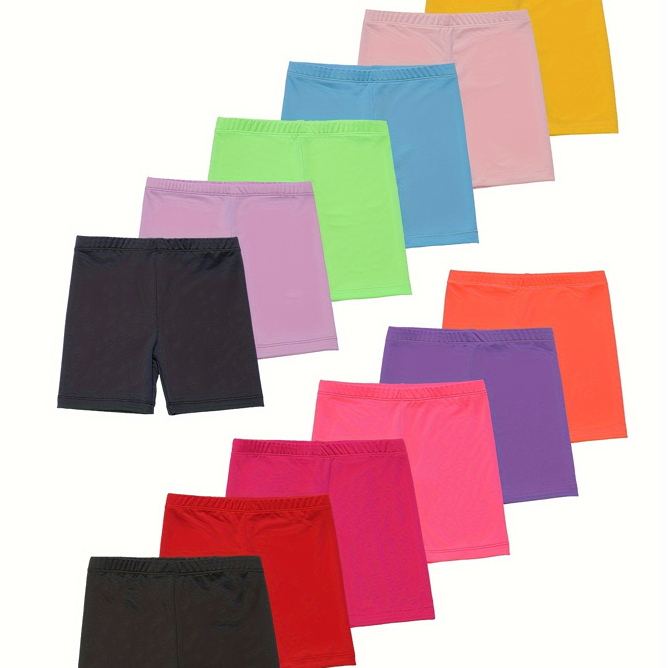 

12pcs, Girls Solid Shorts Set Casual Comfy Short Leggings For Summer Gift