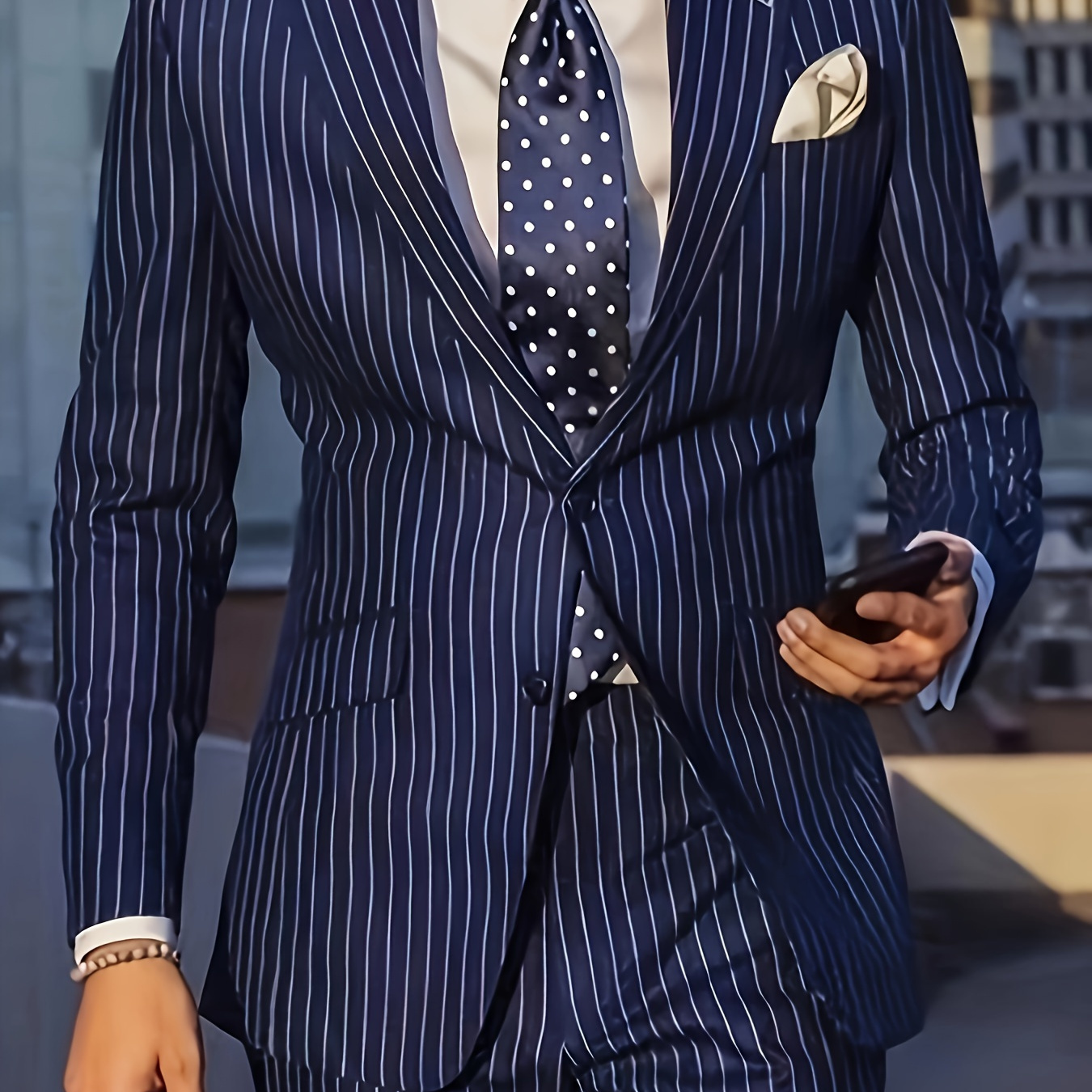 

1pc Striped Polyester Suit Jacket - Lapel Collar, Woven , Regular And Evening - Spring/fall Season Non-stretch Fabric
