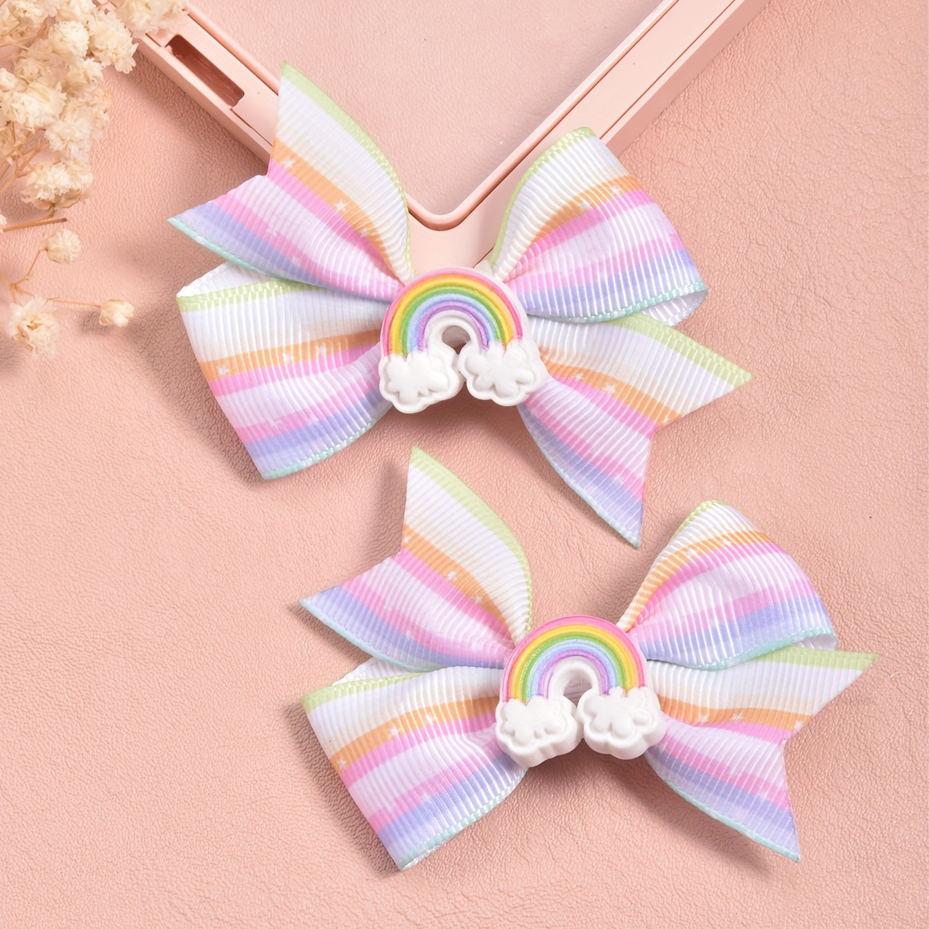 Cute Ribbon Bow Ornament Hair Clips, Girls Lovely Hairpins, Kids Hair Accessories,Temu