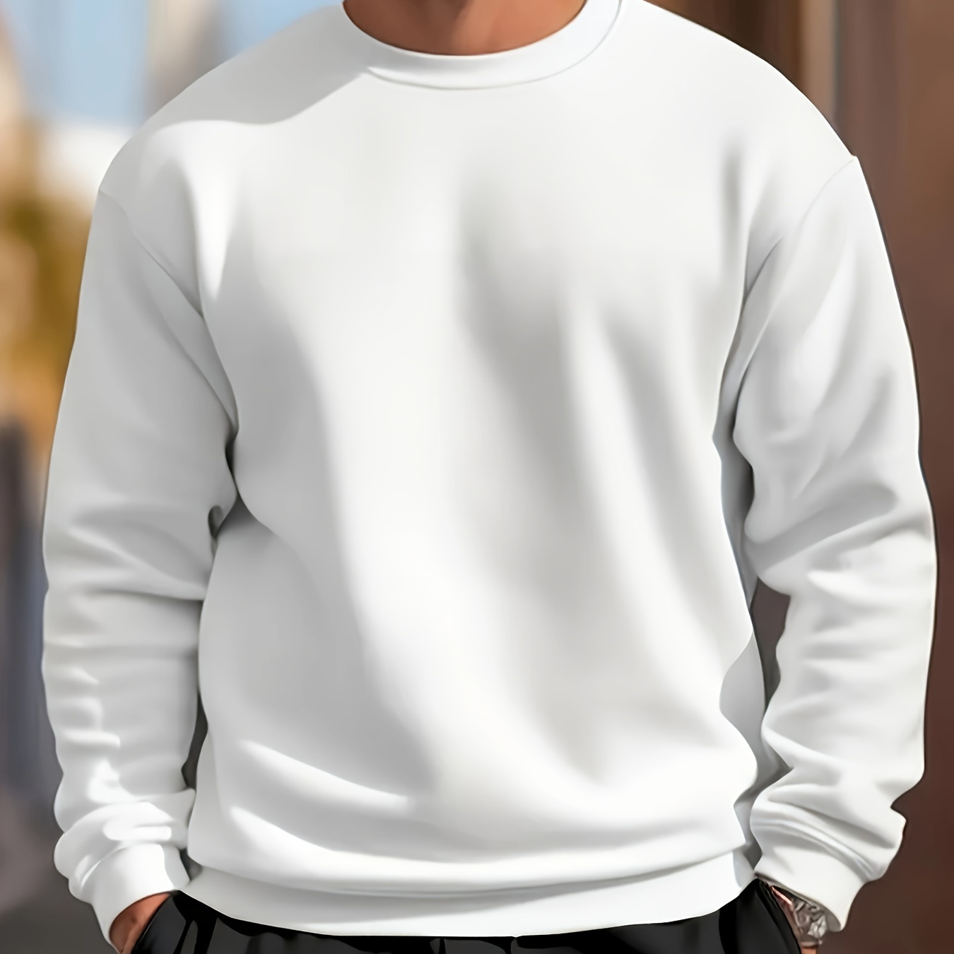 

Men's Long Sleeve Crew Neck Sweatshirt, Pullover Sweatshirt, Casual Comfy Versatile Top For Spring & Autumn, Outdoor Sports