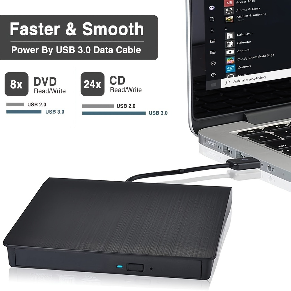 Boost Your Laptop's Performance with this Portable USB 3.0 External DVD CD Drive!