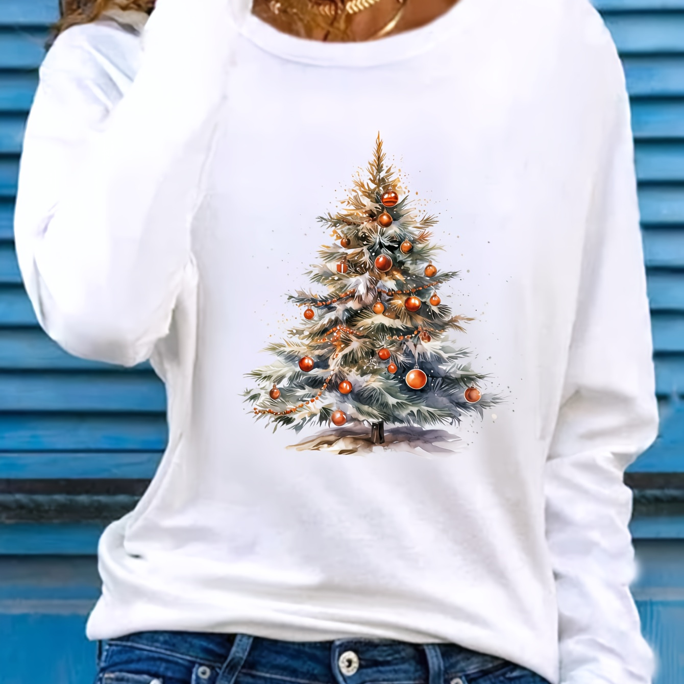 

's Christmas Tree T-, Red , , Knit, Regular Fit, Top