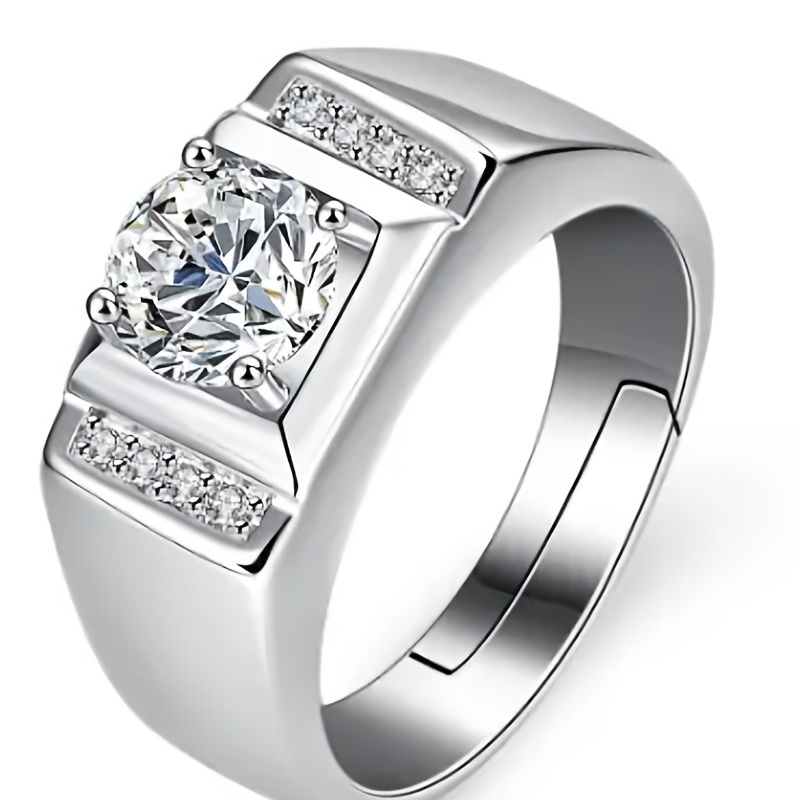 Moissanite Rings For Men 1 Carats 6 5mm Solitaire Moissanite Wedding ...