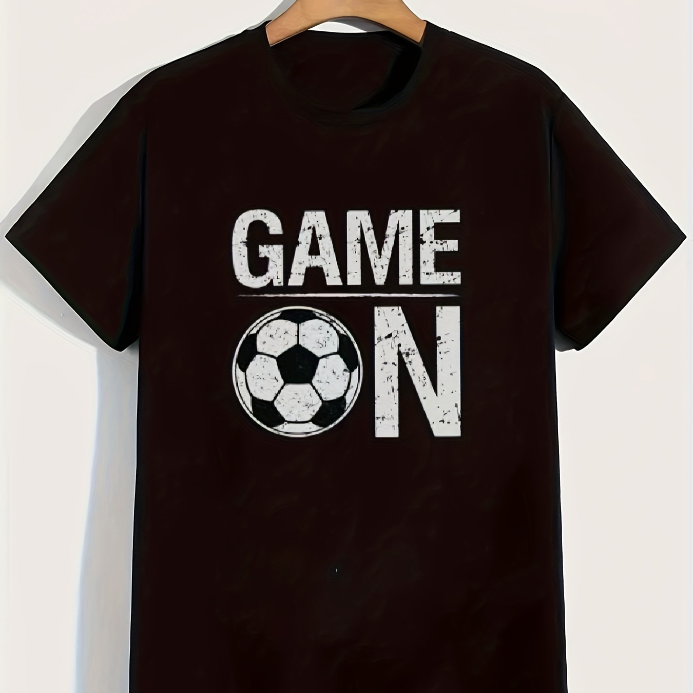 

Game On Football Print Boy's Casual Tees, Short Sleeve Crew Neck Comfy T-shirt Kids Summer Outdoor Sports Clothing