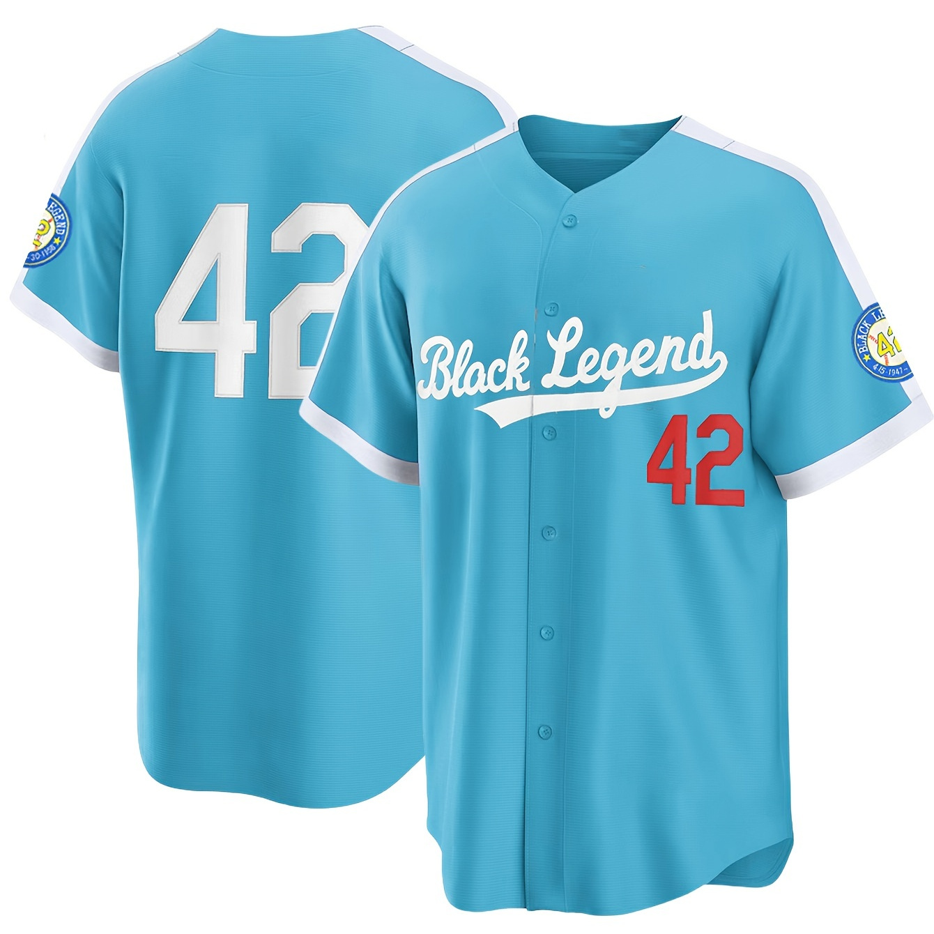 Men's Black Legend #42 Baseball Jersey, Retro Classic Baseball Shirt,  Slightly Stretch Breathable Embroidery Button Up Sports Uniform For  Training Competition Party - Temu