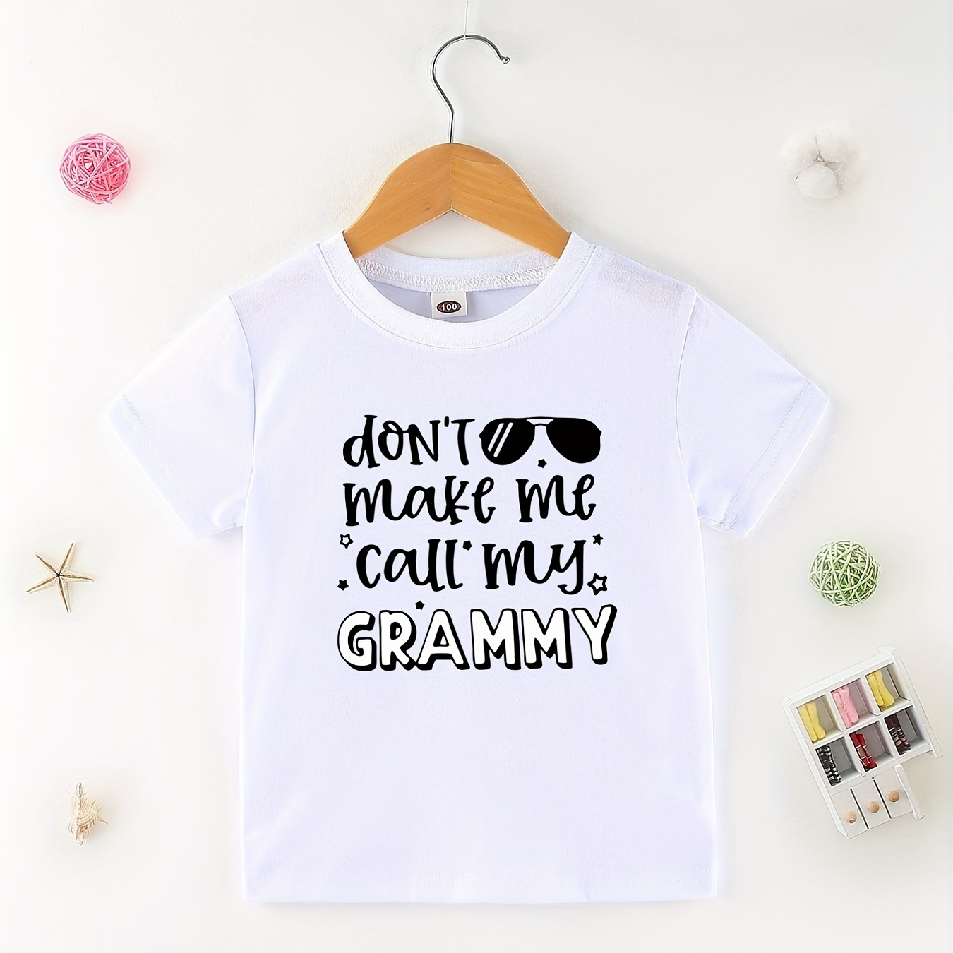 

Don't Make Me Call My Grammy Letter Print Boys Creative T-shirt, Casual Lightweight Comfy Short Sleeve Tee Tops, Kids Clothings For Summer