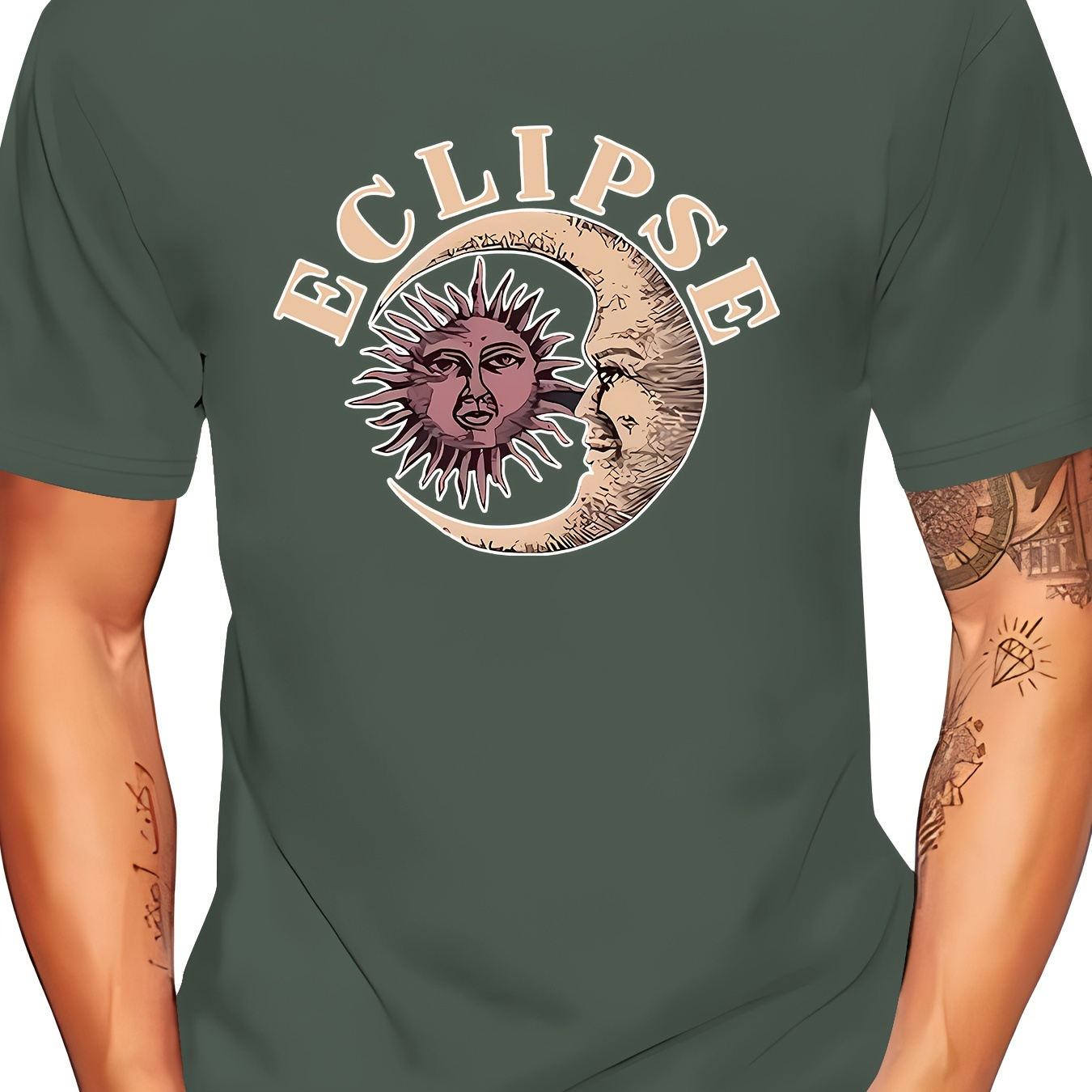 

Eclipse Print T Shirt, Tees For Men, Casual Short Sleeve T-shirt For Summer
