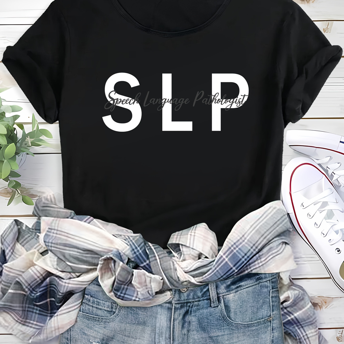 

Women's Casual Slp Speech Language Pathologist Summer T-shirt, Loose Fit, Short Sleeve, Round Neck, Comfortable Tee