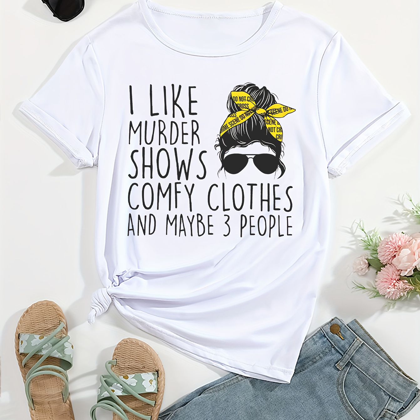 

I Like Murder Show Print Vintage T-shirt Women's Vintage Comfort Top Summer Short Sleeve T-shirt