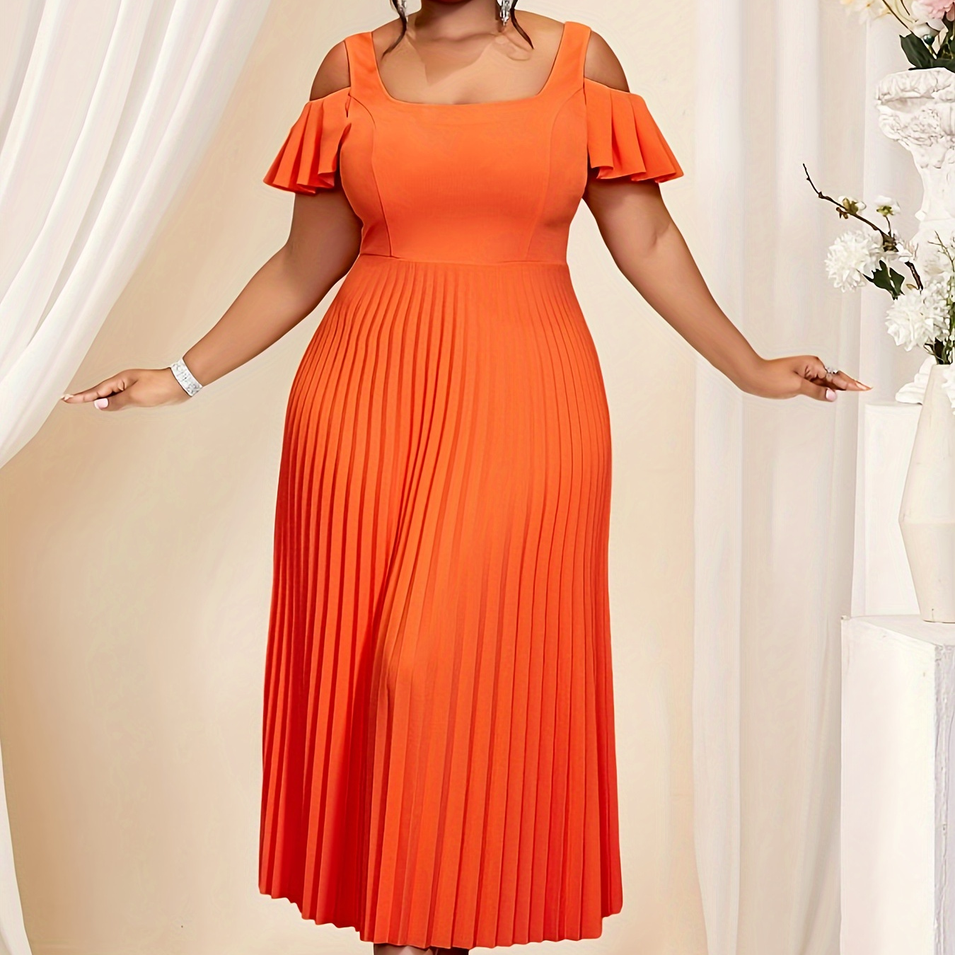 open lace back dress Blood Orange One Shoulder Cut Out Pleated Midi Dress – AX Paris