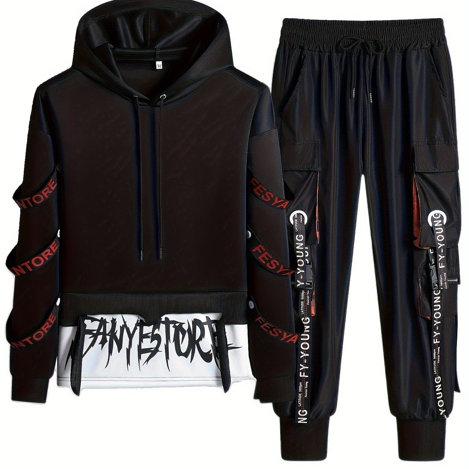

Men's Casual Streetwear Hoodie And Pants Set, Relaxed Fit, Long Sleeve 2pcs