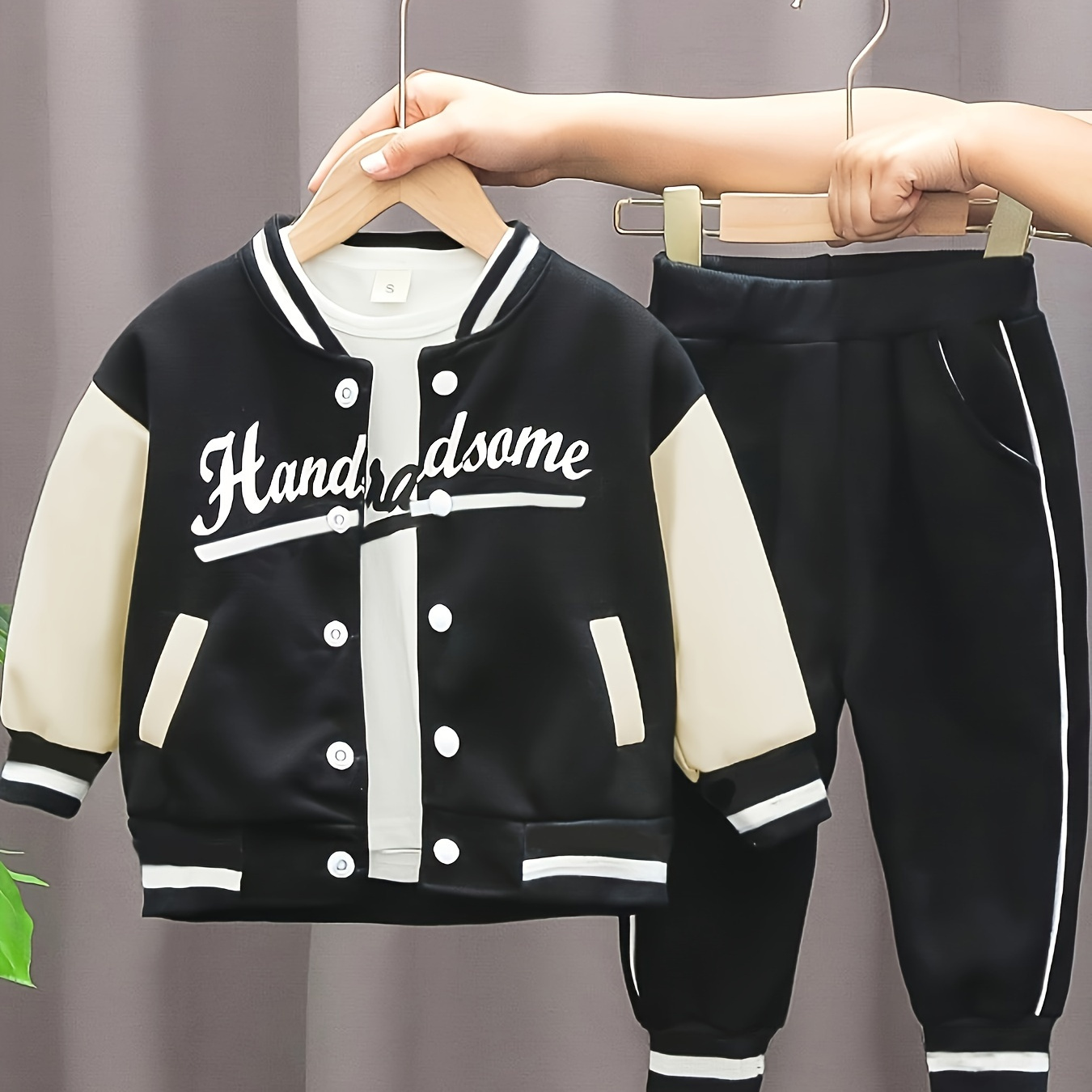 

Boys' Baseball Suit English Letter 3 Piece Set For Boys' Spring And Autumn Fashion Casual Set