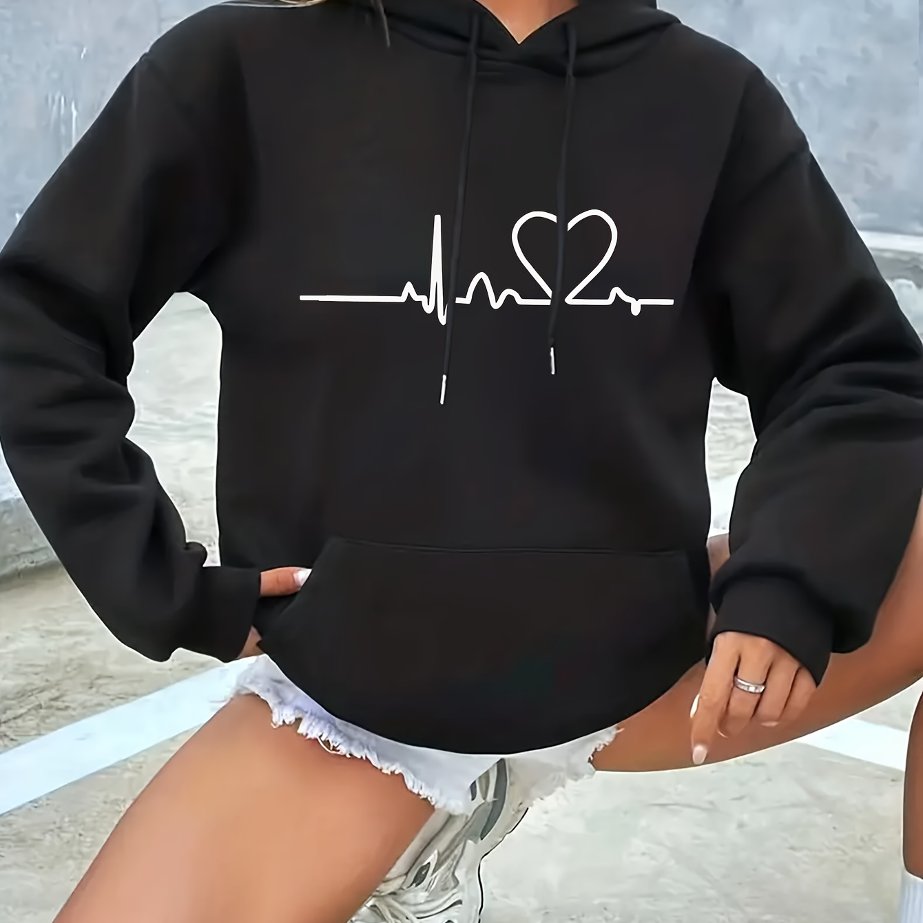 

Sweatshirt, 's Long Drawstring For Fall &