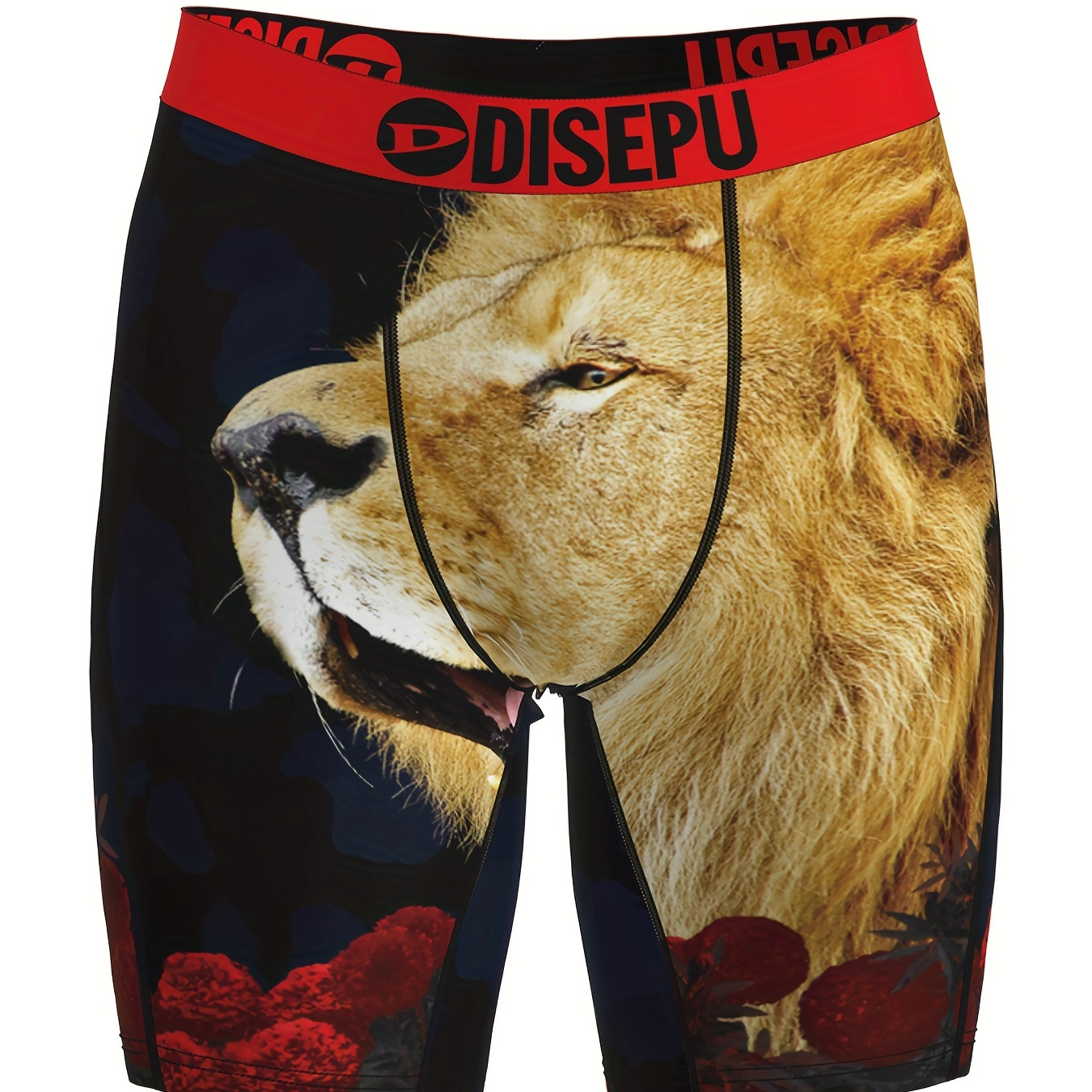 Men's Lion Head 3D Print Graphic Print Fashion Personalized Long Boxer  Briefs Shorts, Breathable Comfy Quick Drying Stretchy Boxer Trunks, Sports  Pant