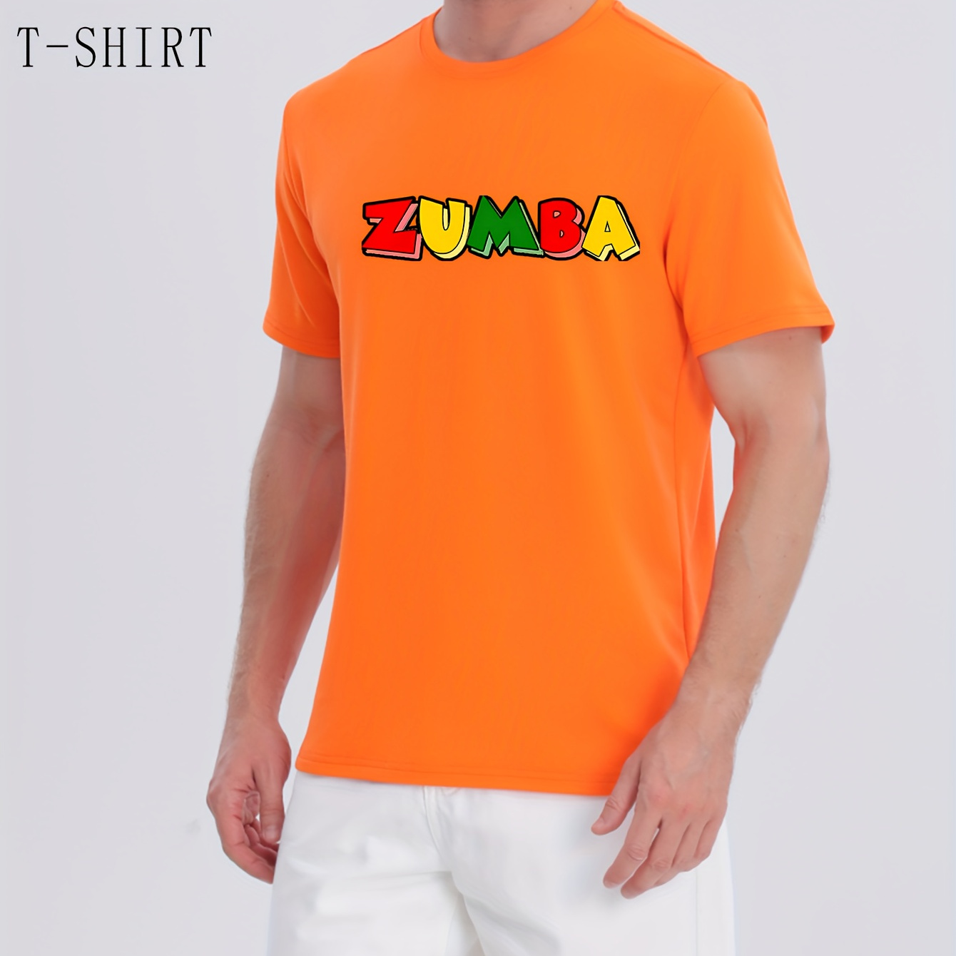 

Zumba Creative Stylish Pattern Men's Round Crew Neck Short Sleeve, Simple Style Tee Fashion Regular Fit T-shirt Casual Comfy Top For Spring Summer Holiday Leisure Vacation Men's Clothing As Gift