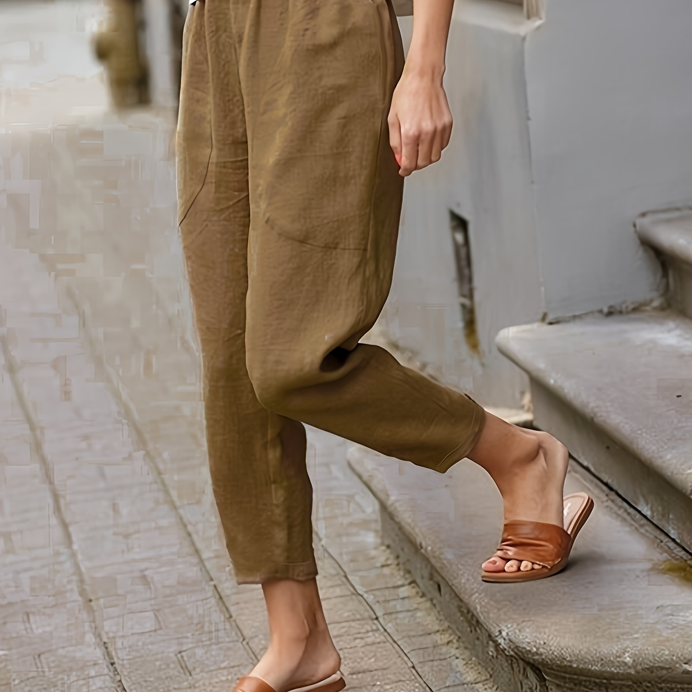 

Pantalon droit de couleur unie, pantalon décontracté et polyvalent à taille haute pour le printemps et l'été, vêtements pour femmes