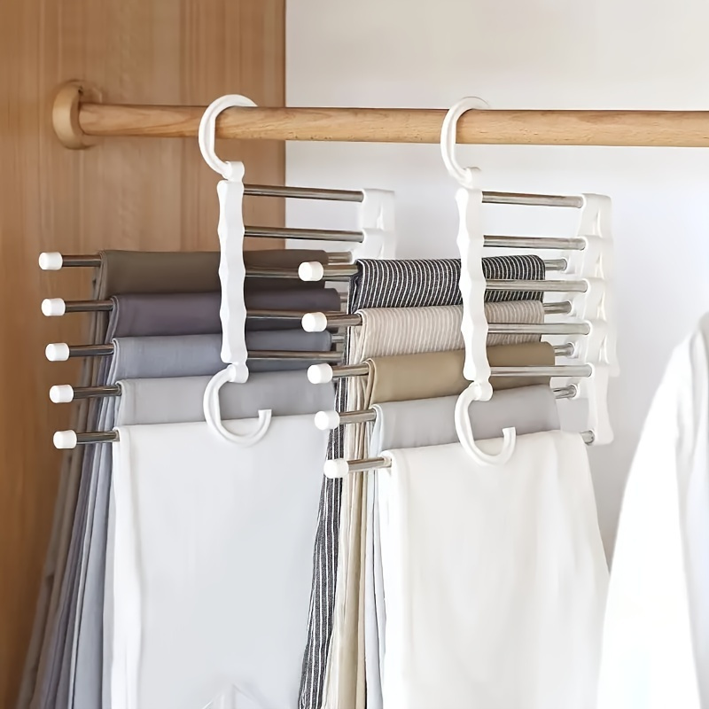 

1pc, Multi-functional Folding Trouser Rack, Retractable Multi-layer Trouser Rack For Wardrobe Cabinet, Stainless Steel Clothes Storage Hanger, Space Saver