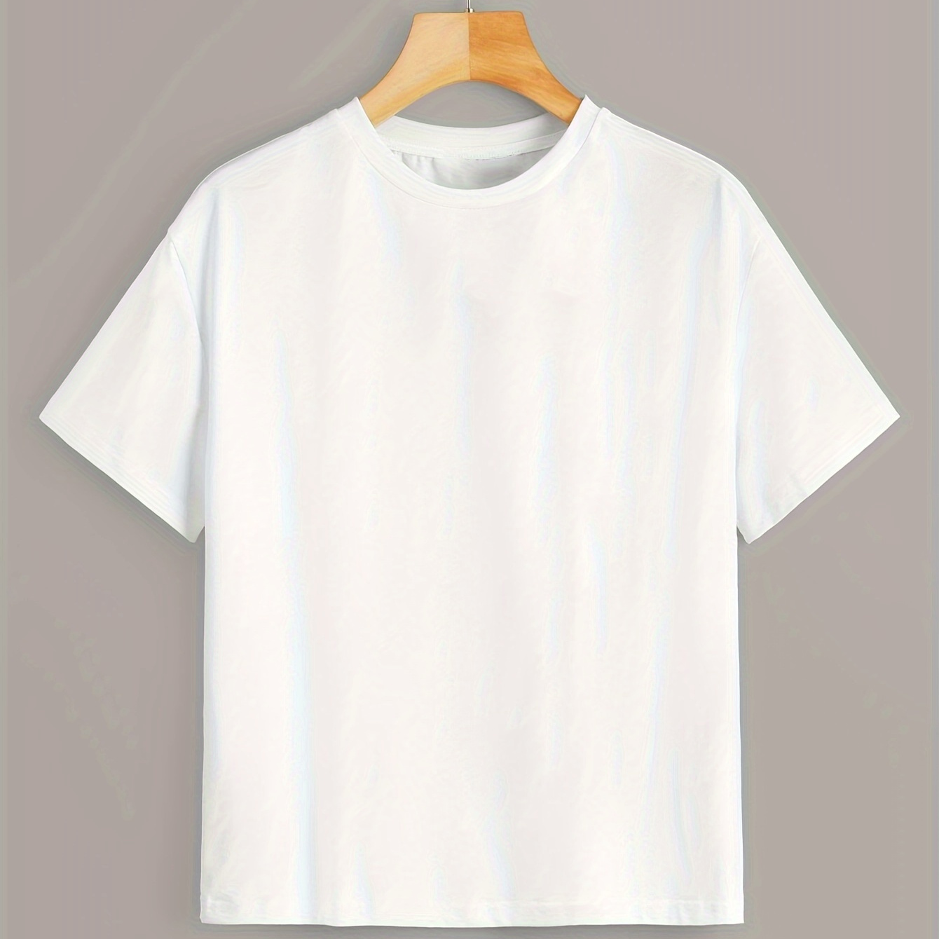 

Solid Color Crew Neck T-shirt, Casual Short Sleeve Top For , Women's Clothing