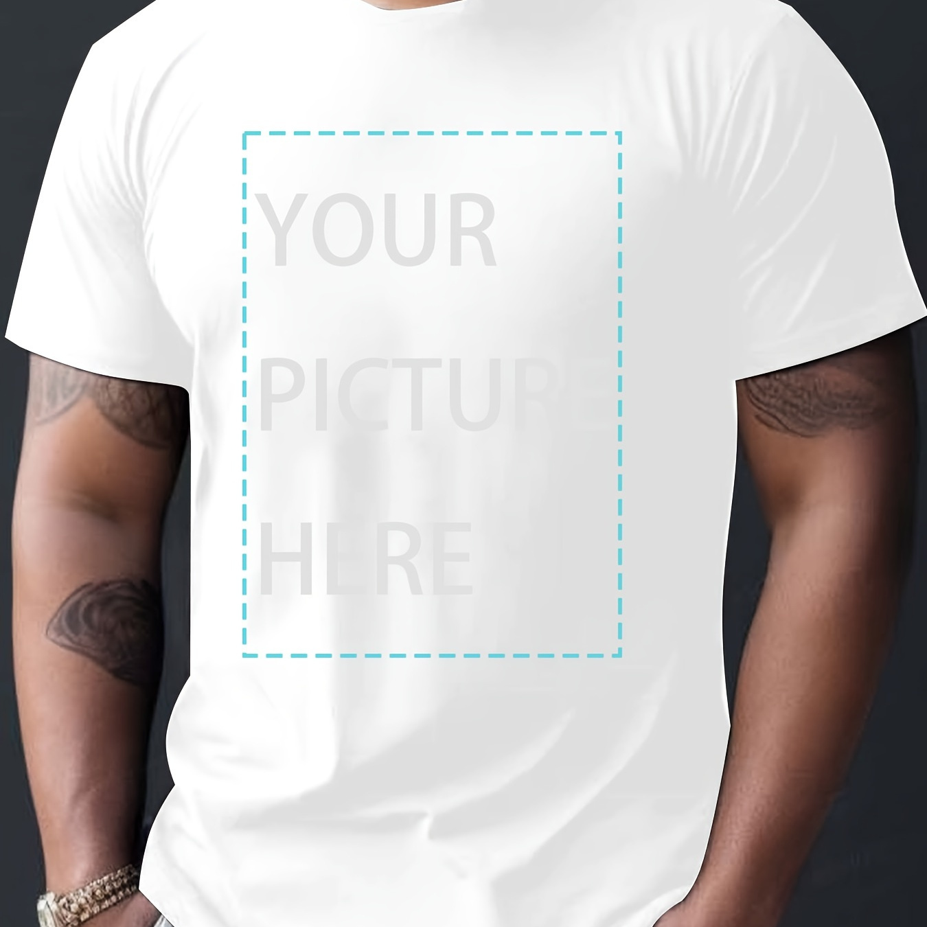 

Plus Size Men's Custom T-shirt, "your Picture Here" Graphic Print Short Sleeve Tees For Summer