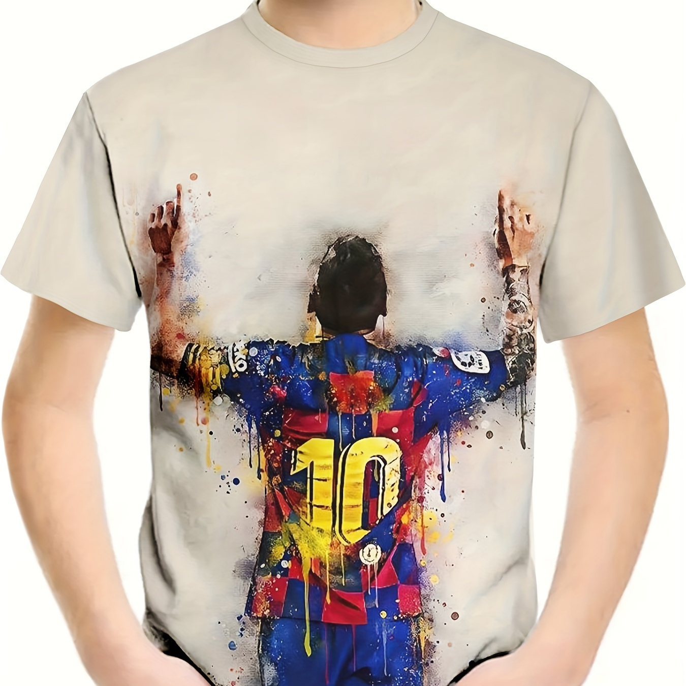 

Soccer Player Graffiti 3d Print Boy's Leisure Short Sleeve Sports T-shirt - Comfortable Summer Outdoor Clothing