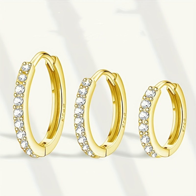 

Rhinestone Ear Buckle Needle Earrings, Men's Set Fashion Golden Earrings