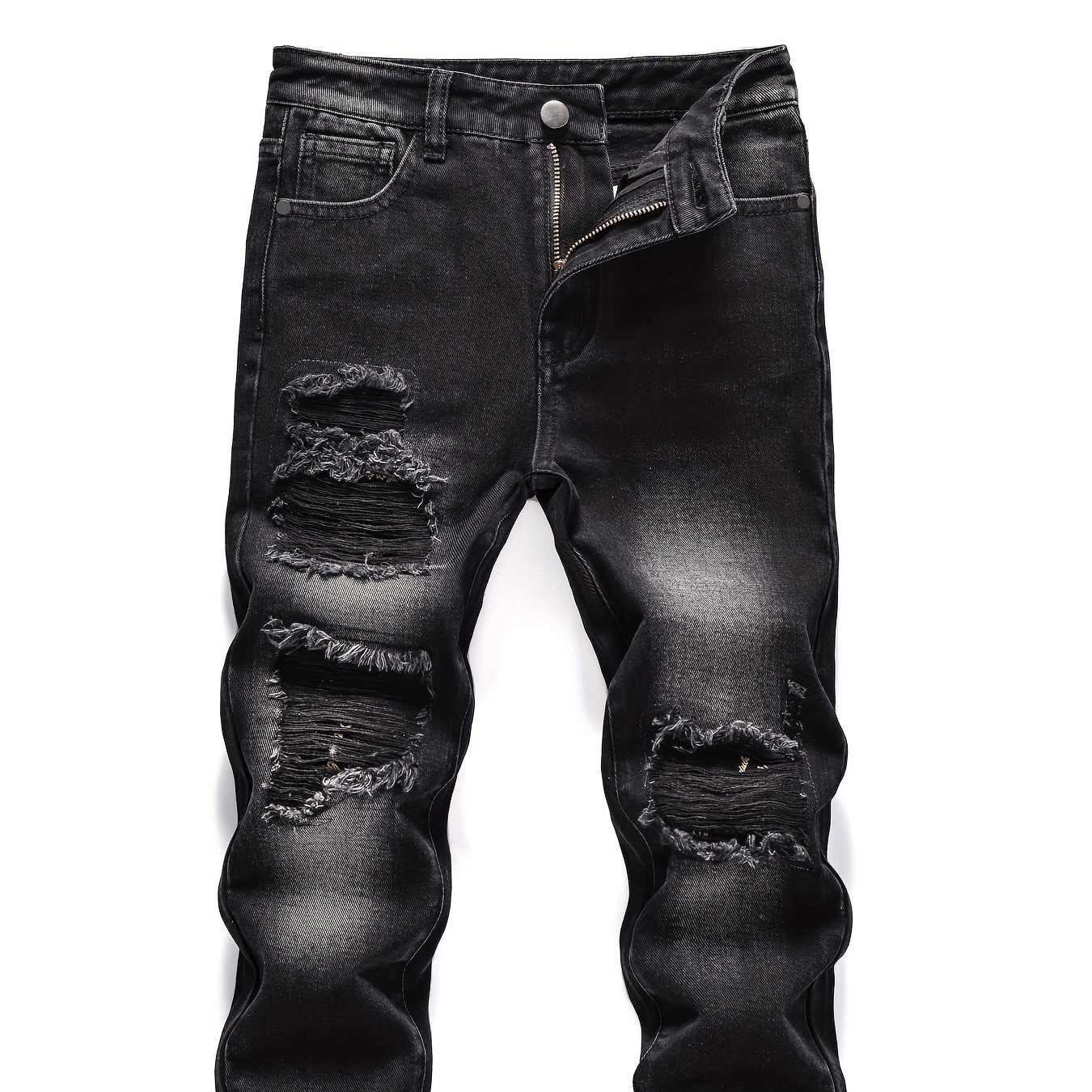 

Kid's Ripped Black Jeans, Street Style Denim Pants For Cool Boys, Boy's Clothes For All Seasons