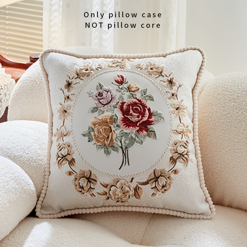 Boho Floral Embroidered Pillow Case Soft And Stylish Living - Temu