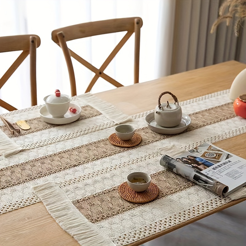 Polyester Placemat Boho Cotton Thread Woven Placemat Fabric - Temu