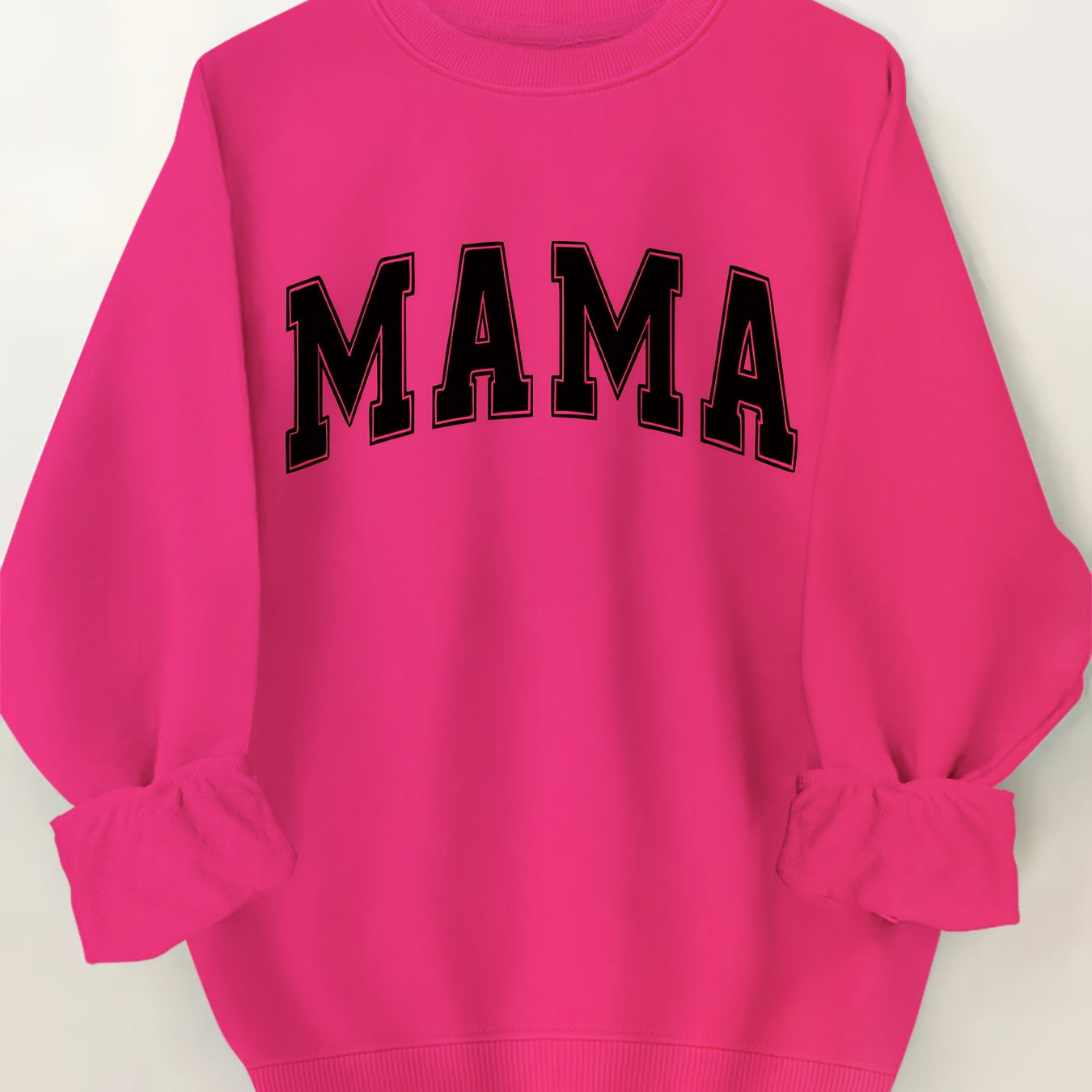 

Plus Size Mama Print Sweatshirt, Casual Long Sleeve Crew Neck Pullover Sweatshirt, Women's Plus Size clothing