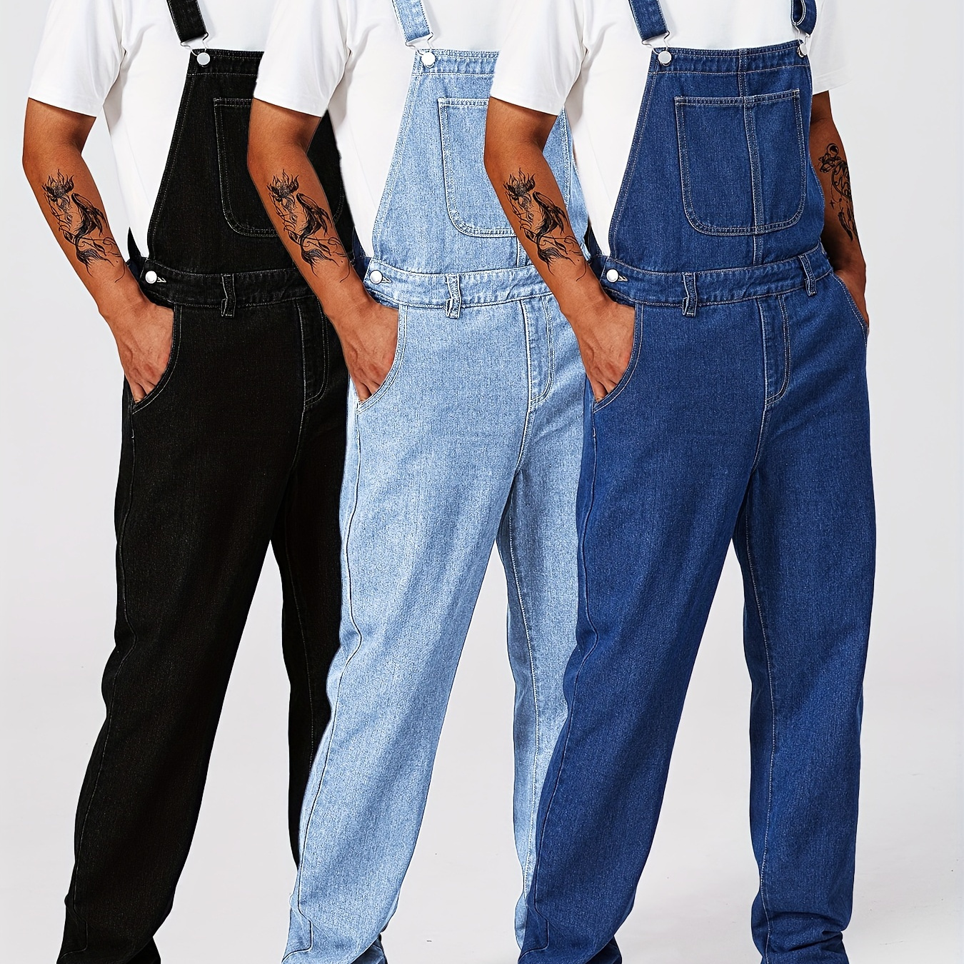 

1pc Overalls, Washed , Non-stretch , Regular Fit, Adult , - Regular Length