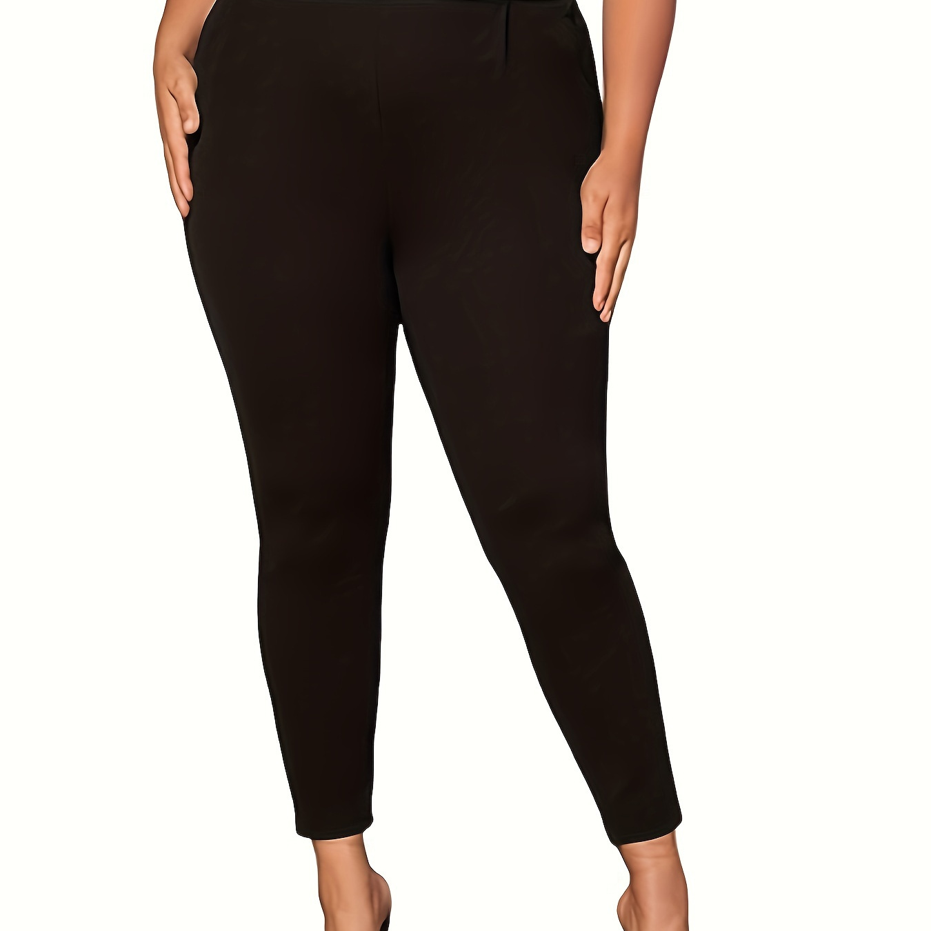 

Leggings moulants simples et solides de grande taille, Leggings extensibles décontractés à taille haute pour le printemps et l'été, vêtements de grande taille pour femmes