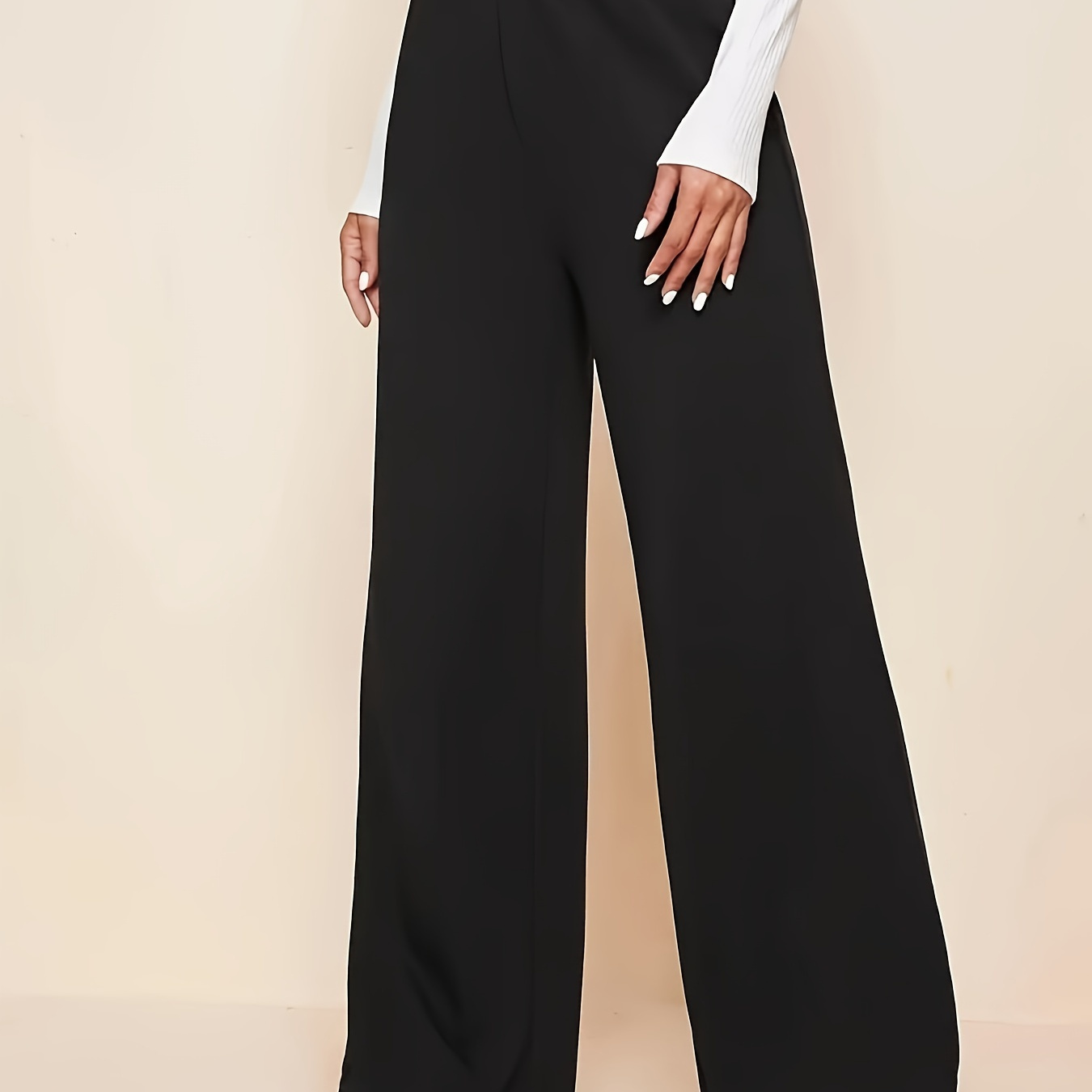 

Pantalon à jambes larges de couleur unie, pantalon décontracté taille haute pour et l'été, vêtements pour femmes