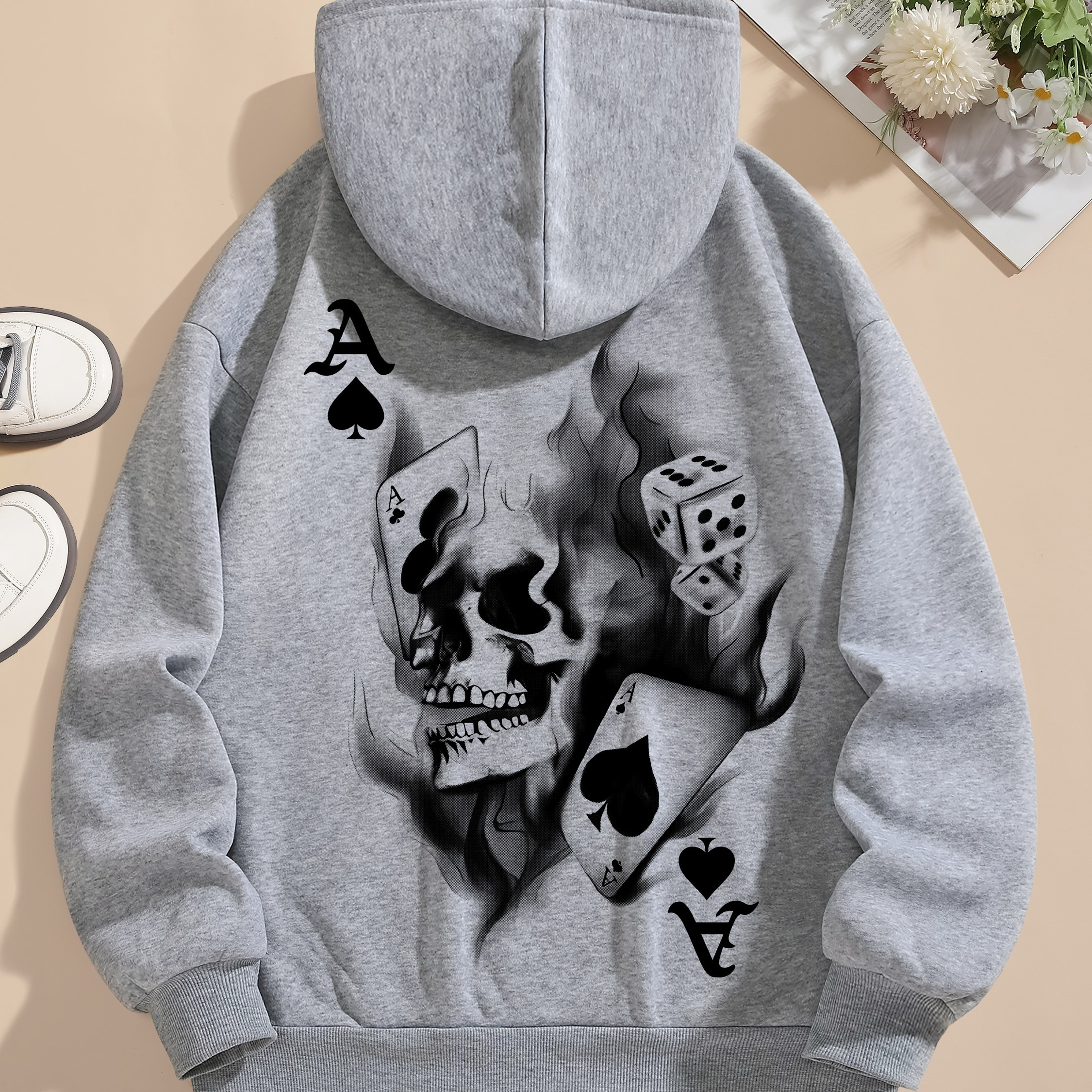

Skull Print Hoodie, Drawstring Casual Hooded Sweatshirt For Winter & Fall, Women's Clothing