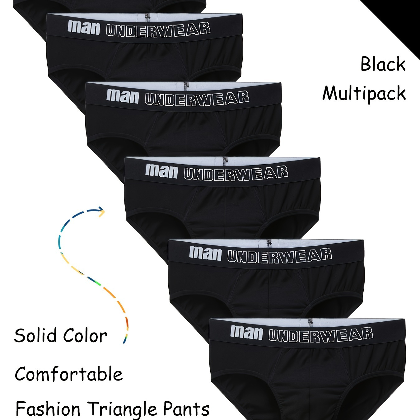 

6pcs Men's Solid Color High Elastic Briefs