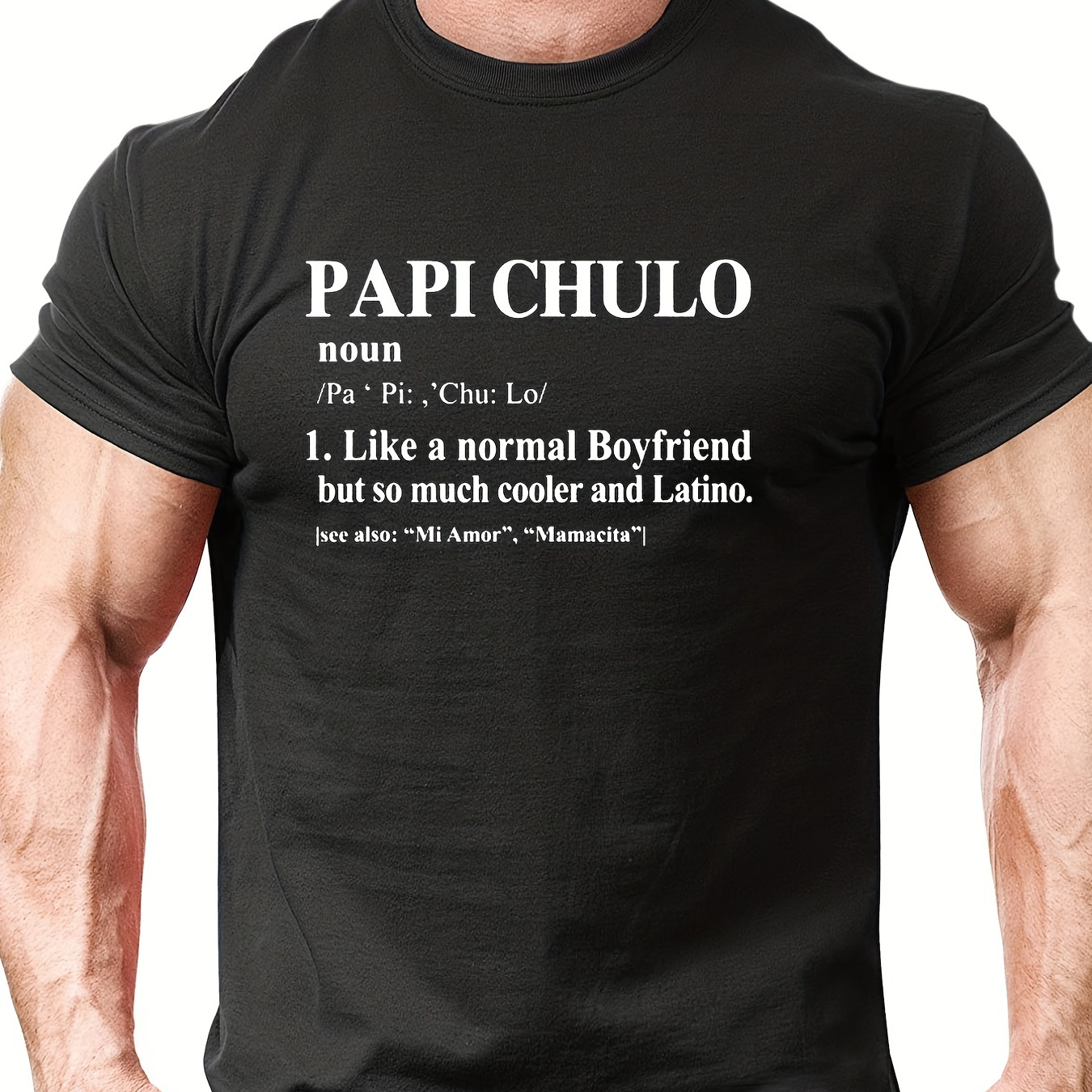 

papi Chulo", Men's Casual Mid Stretch Crew Neck Graphic Tee, Male Clothes For Summer