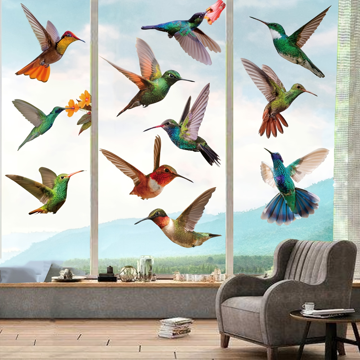 20 Pieces Large Size Hummingbird Window Hummingbird Decals for Window  Anti-Collision Window Clings Decals to Prevent Bird Strikes on Window Glass  Non