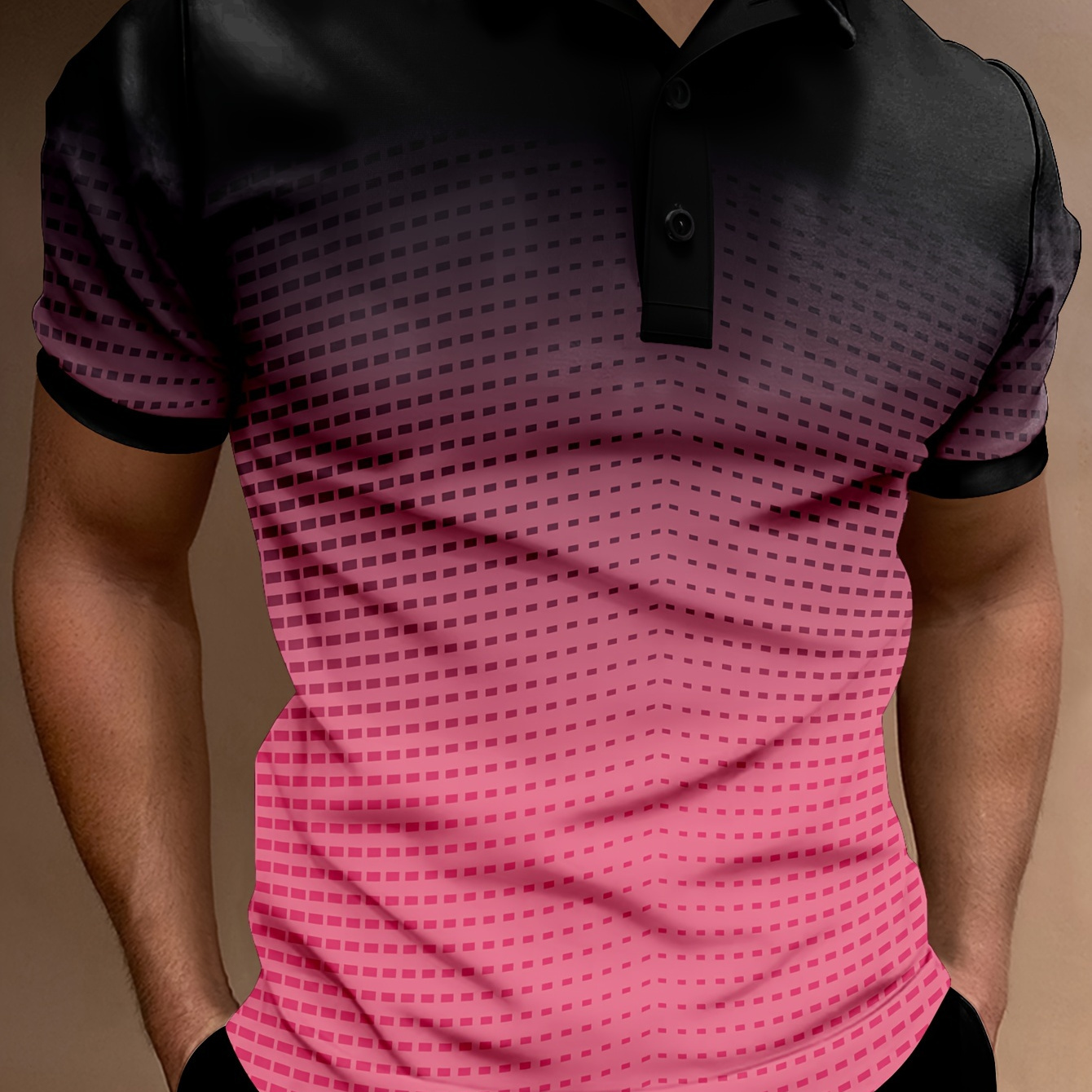 

Men's Casual Gradient Patterns Zip Lapel Golf Shirt Summer Short Sleeve Tees Shirt For Outdoor Street