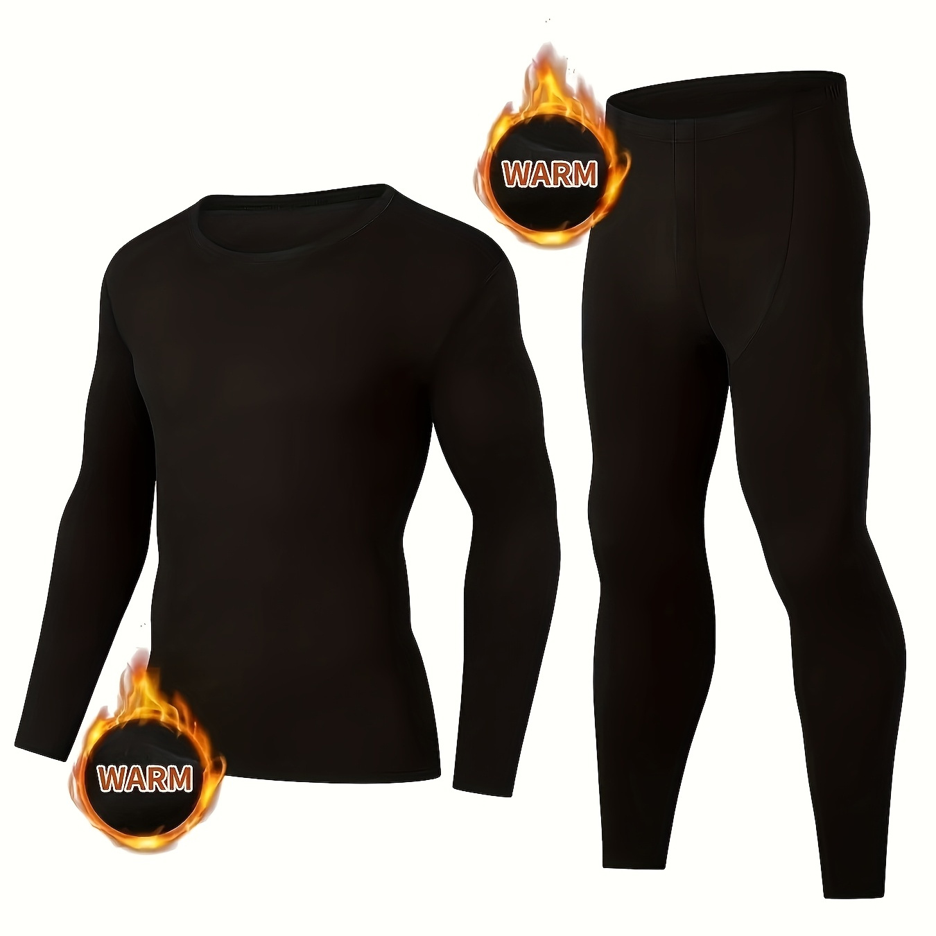 

Men's Thermal Underwear Set, Winter Hunting Outdoor Skiing Warm Leggings, Long-sleeve Crew Neck Top And Pants Ensemble.