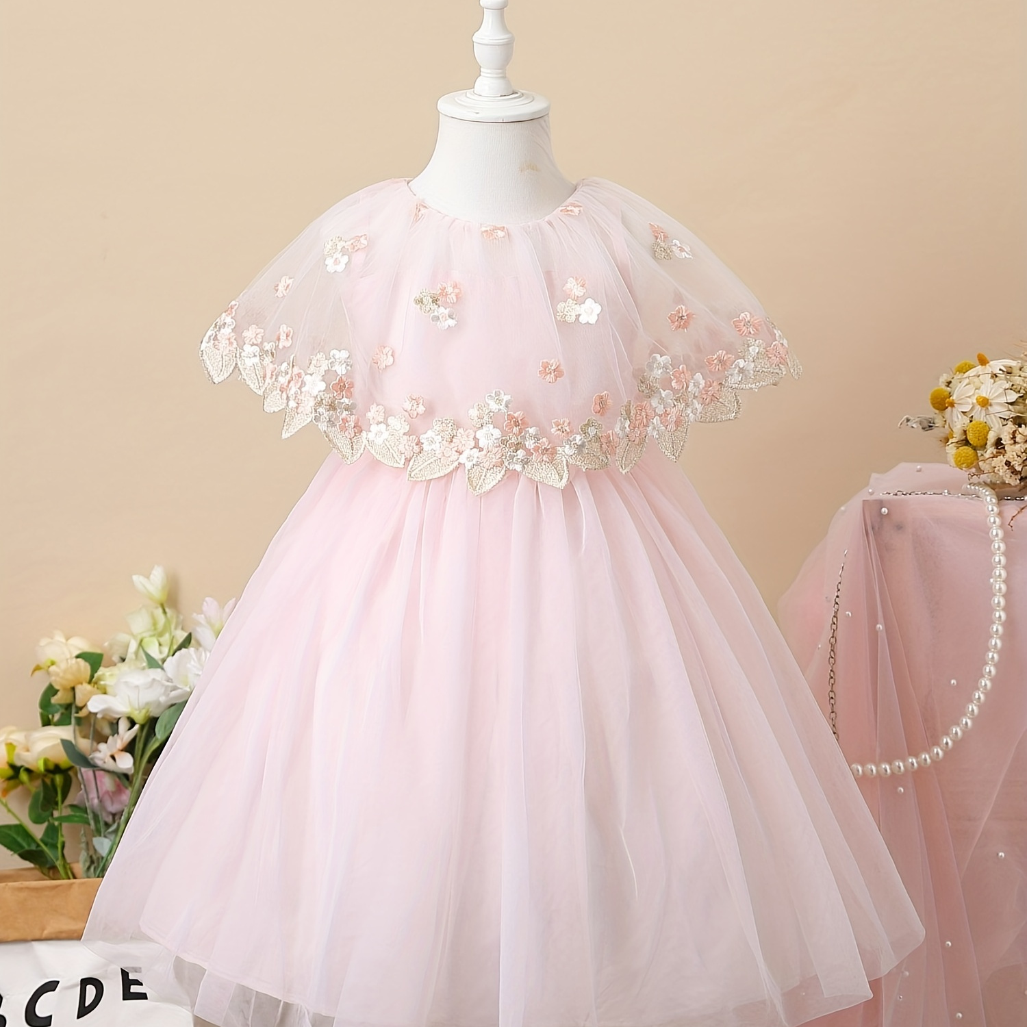 Vestido De Tul Colorido Con Flores Para Niñas Disfraz De - Temu