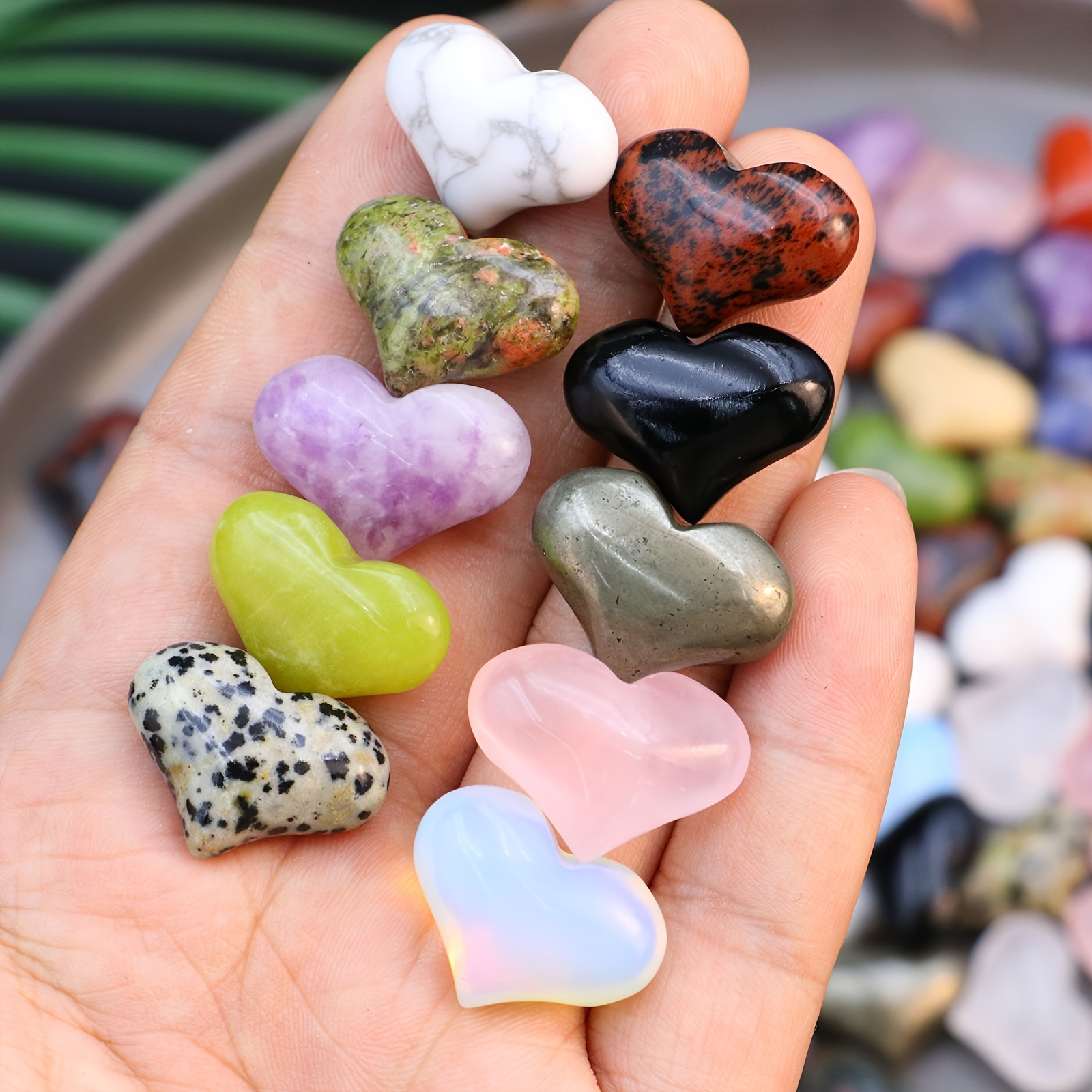 5pcs Natural Multi-material Crystal Mini Heart Natural Gemstones, Mini Love  Healing Stones, Craft Gemstones, Gift Crystals, Mini Heart Aquarium Orname