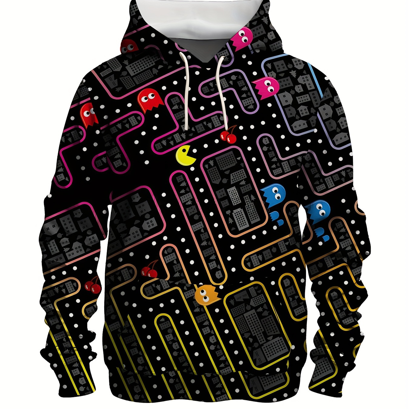 

Men's 3d Gaming Print Hoodie With Kangaroo Pocket - Casual Pullover For Fall/winter Streetwear & Gifts, Polyester