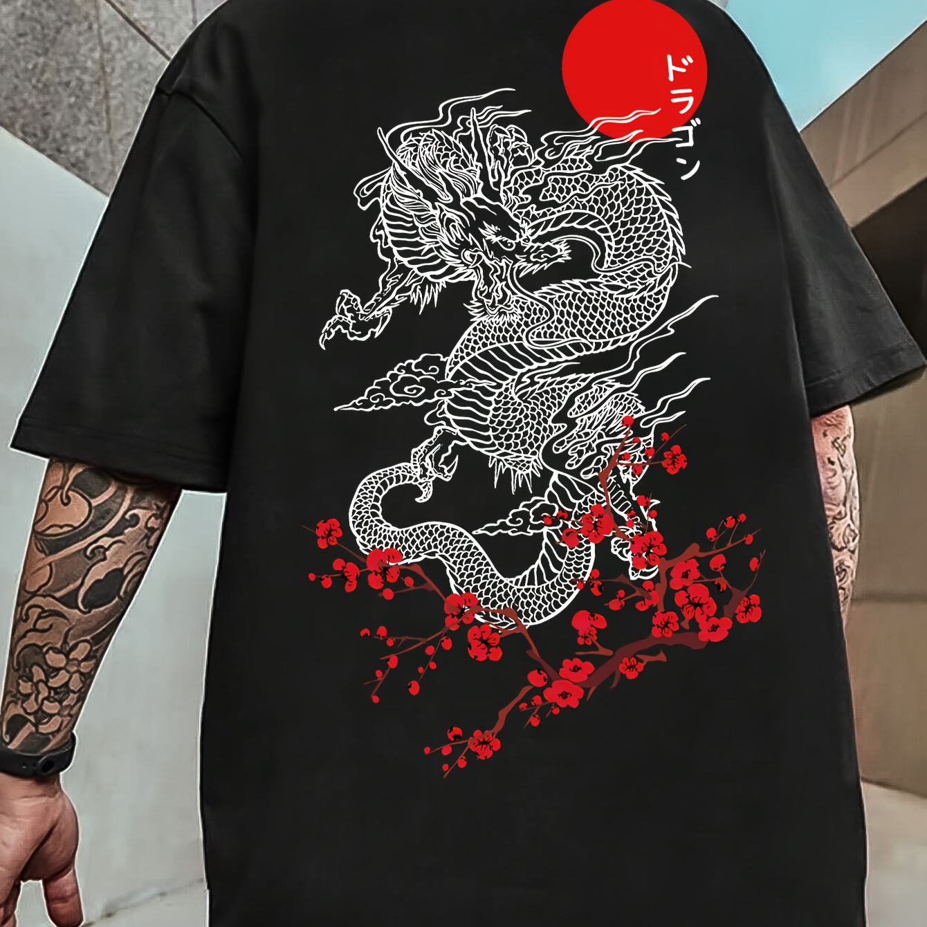 

Dragon Creative Print Men's Short Sleeve T-shirt, Casual Round Neck Top, Versatile And Comfortable Tee, Spring& Summer Collection