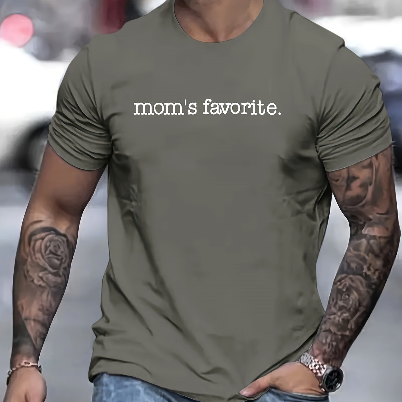 

Mom's Favorite Print T Shirt, Tees For Men, Casual Short Sleeve T-shirt For Summer